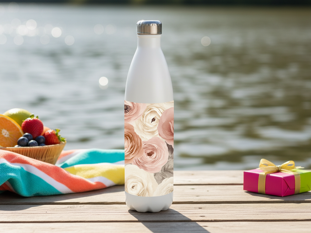 Ranunculus Stainless Steel Water Bottle Personalized for Bloom Terrace Explorations