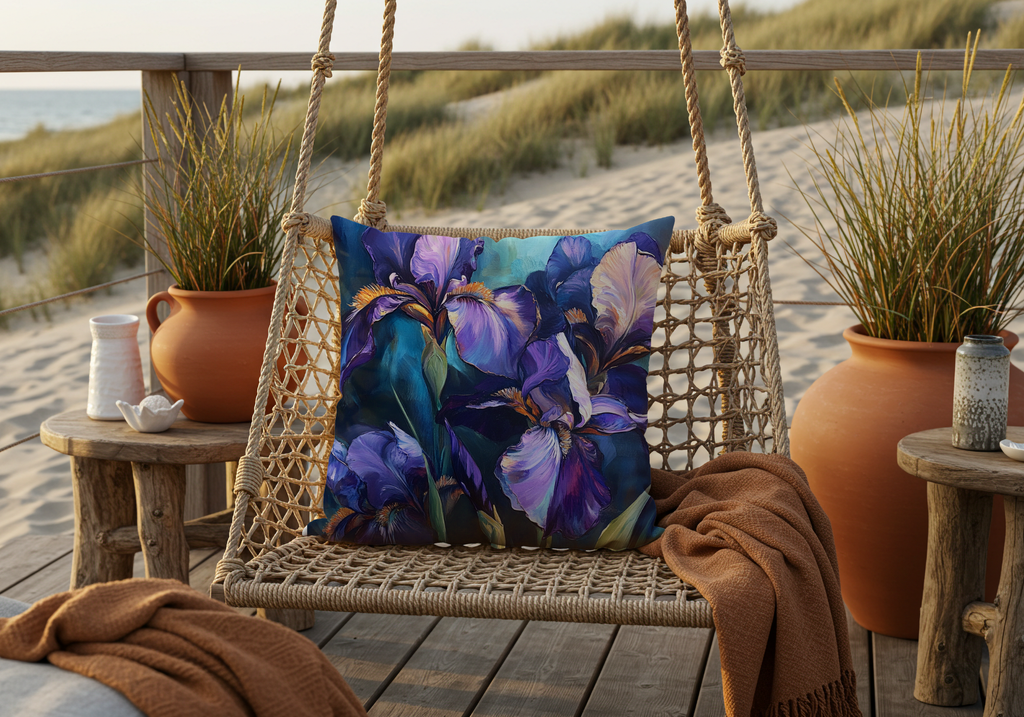 Personalized Iris Bloomscape Pillow with Custom Name
