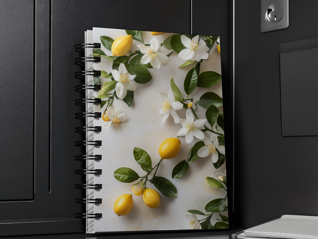 Lemon Blossom Spiral Notebook Personalized for Citrus Grove Reflections