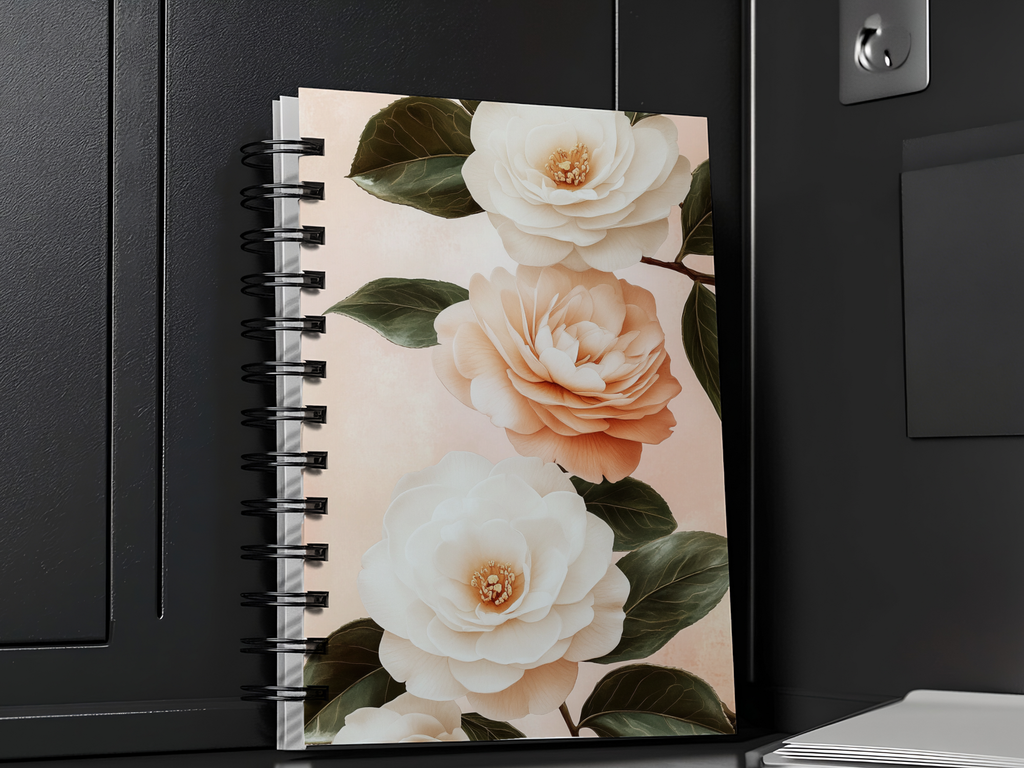 Camellias Spiral Notebook Personalized for Winter Garden Keepsakes