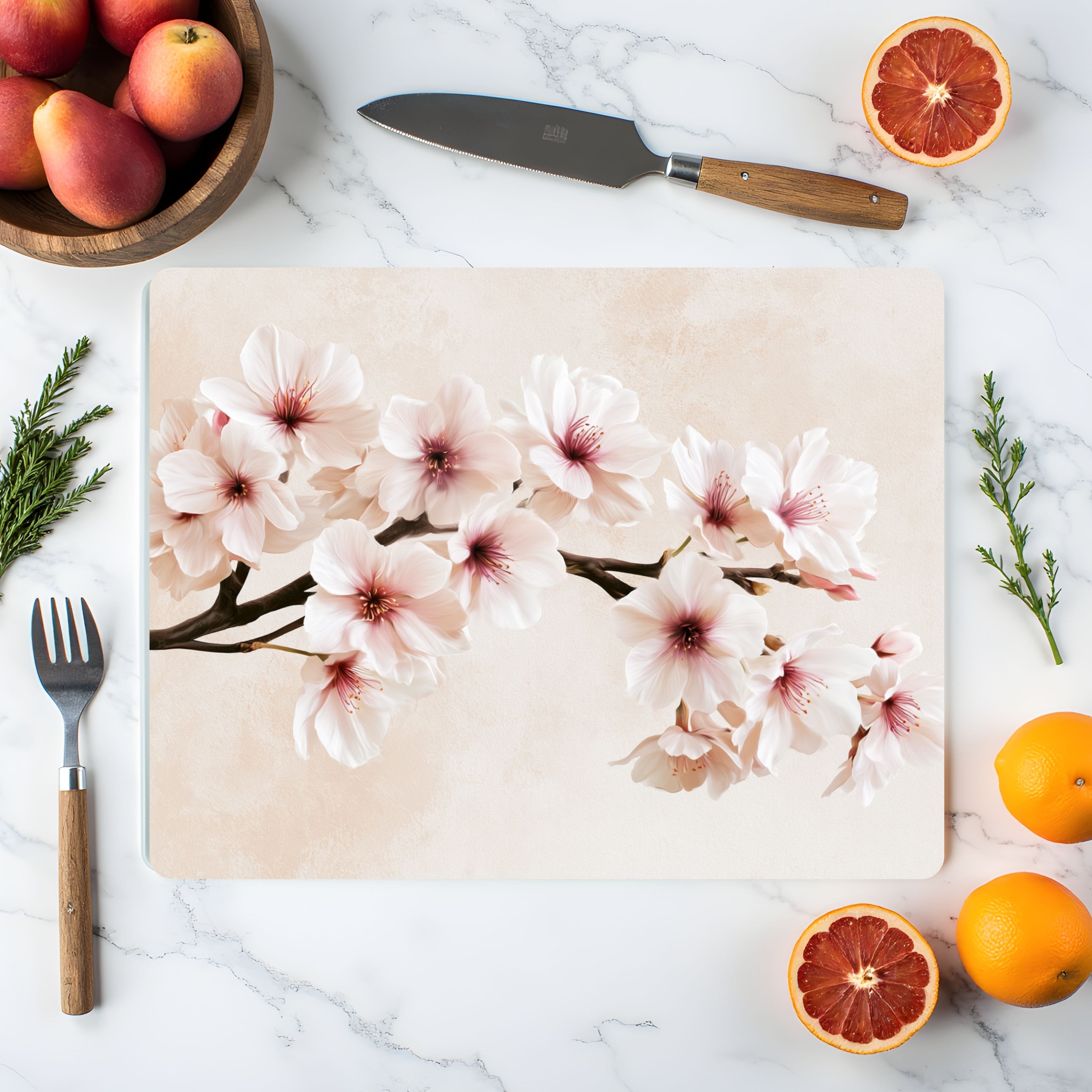 Sakura Blossom Glass Cutting Board Personalized for Serene Kitchen Elegance