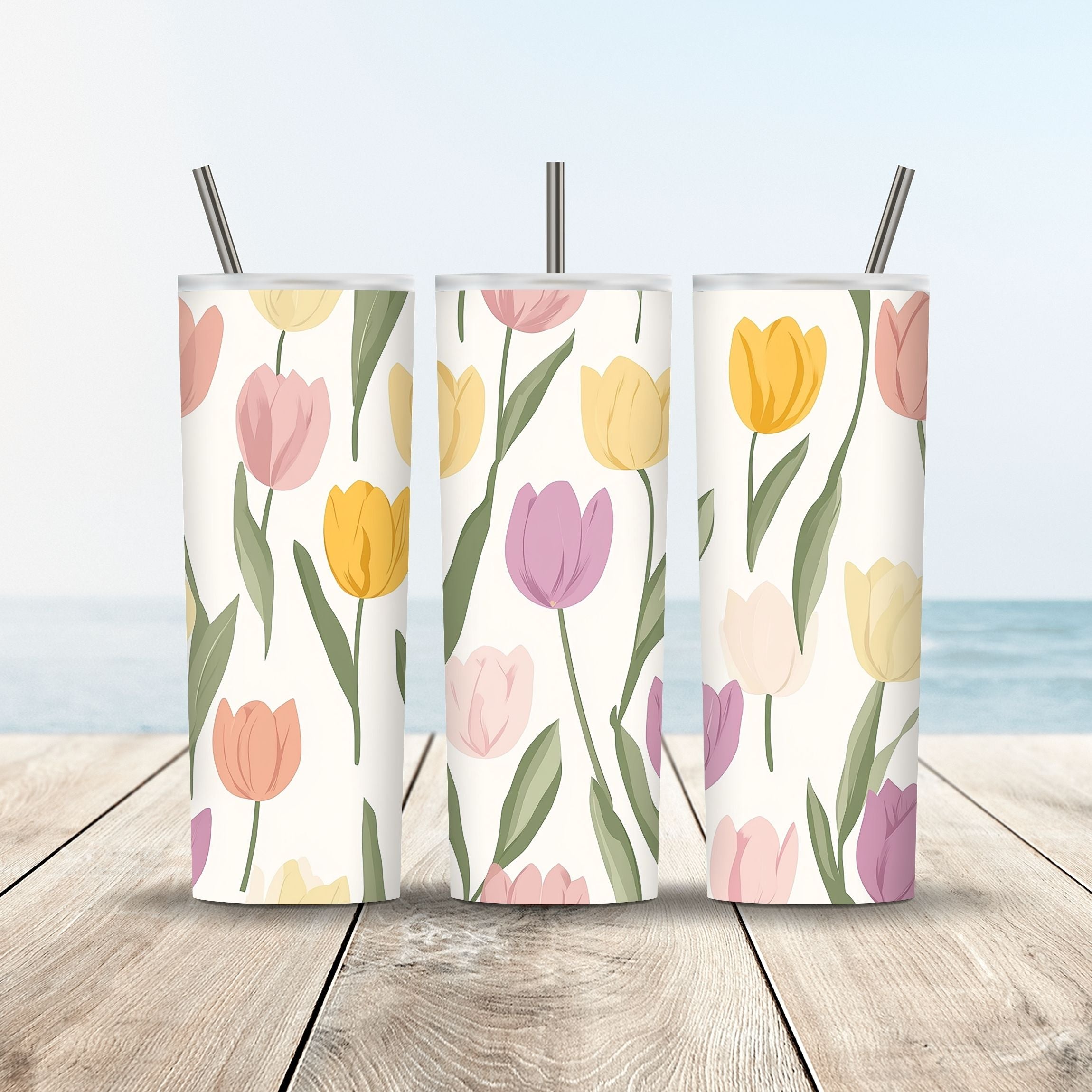 Custom Tulip Stainless Steel Coffee Tumbler with Personalized Name