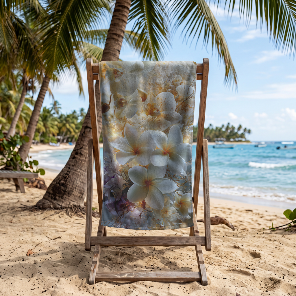 Floral Beach Towel with Personalized Custom Name