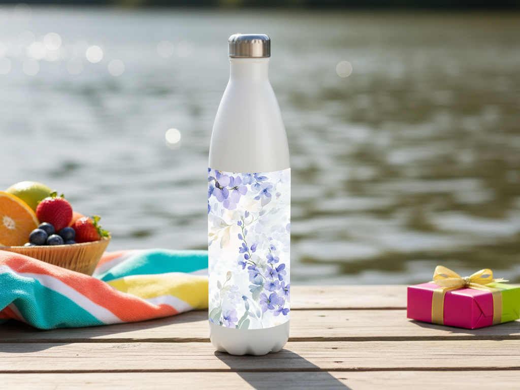 Wisteria Garden Escape Water Bottle with Personalized Name