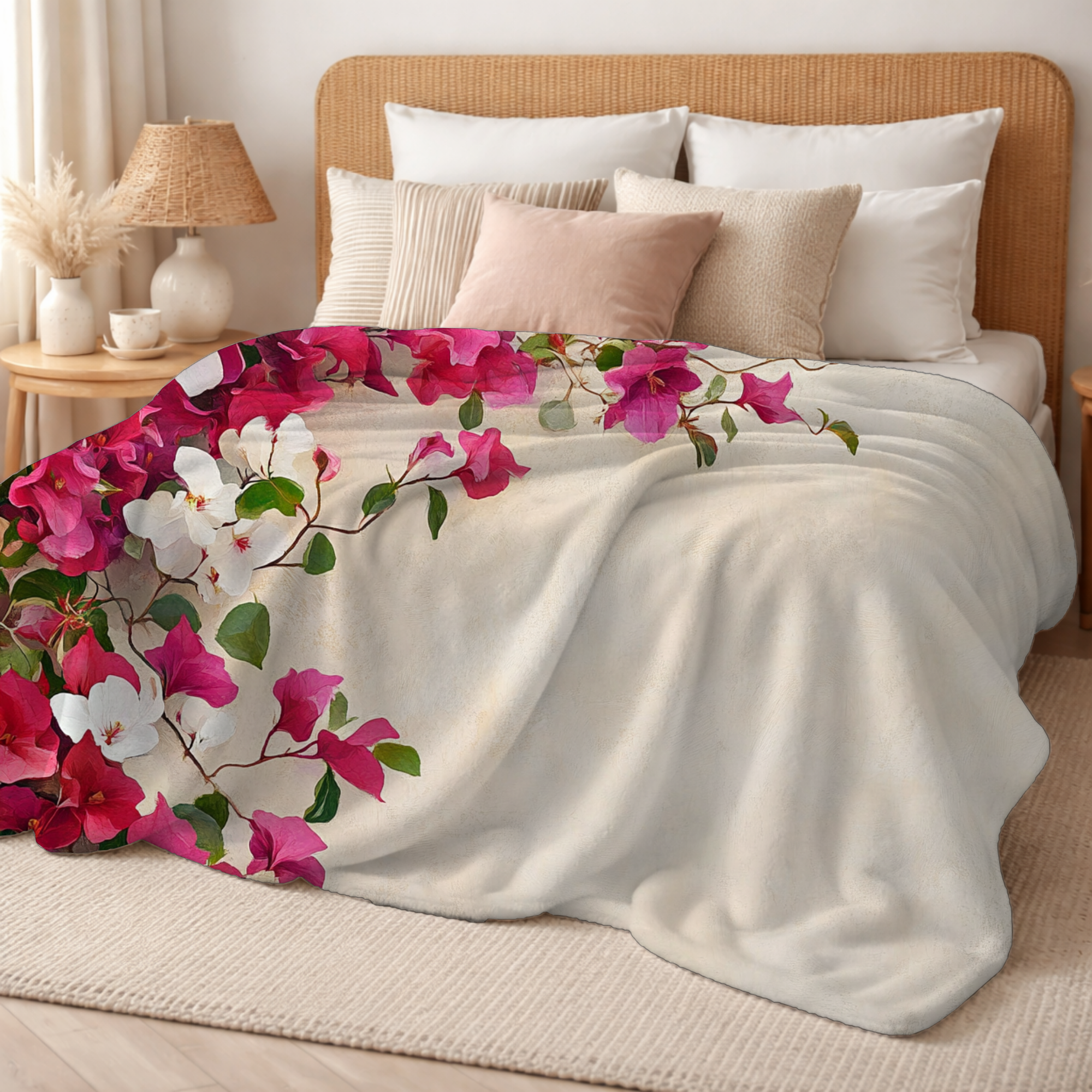 Personalized Sunlit Petals Sherpa Blanket with Custom Name