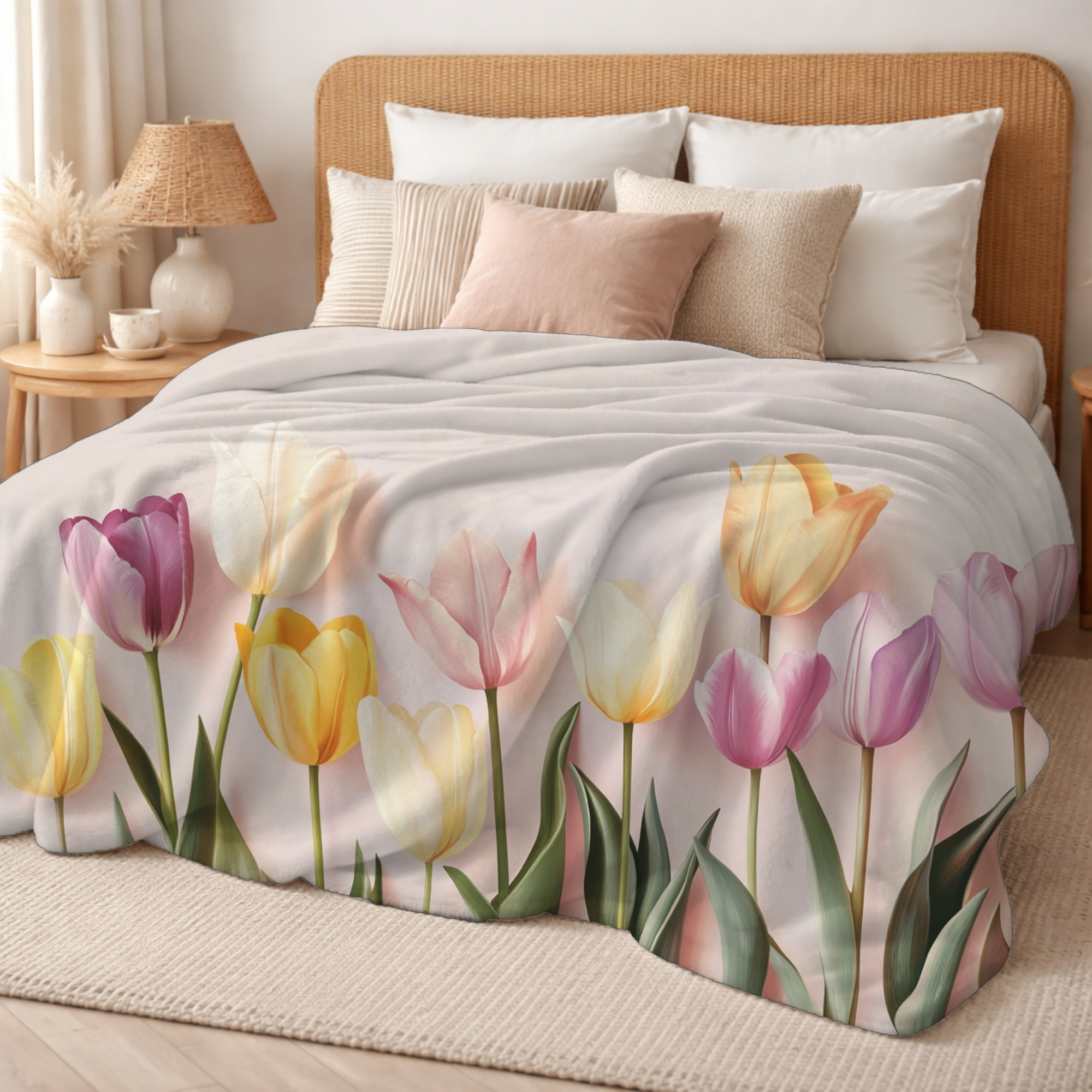 Personalized Tulip Sherpa Blanket with Custom Name