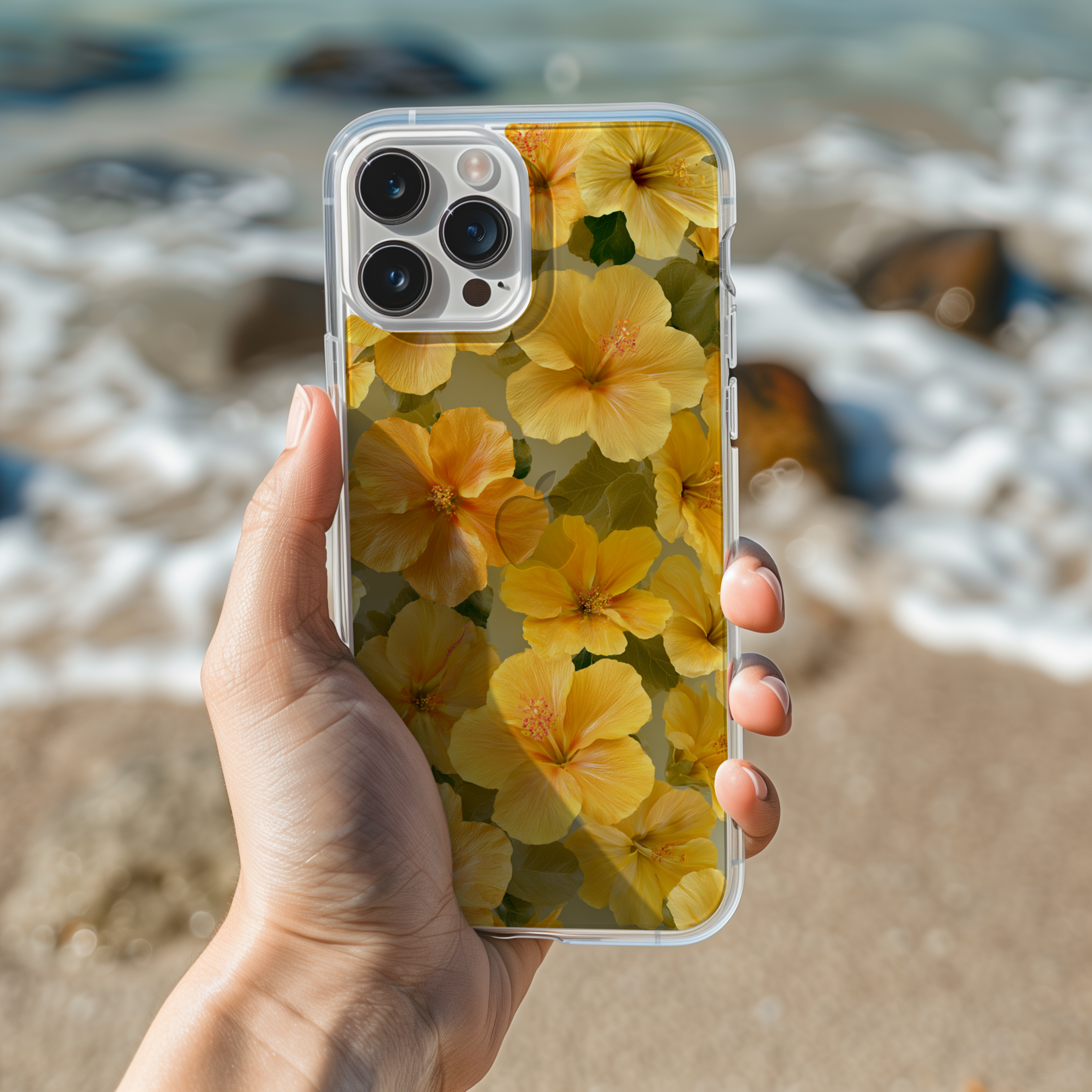 Personalized Tropical Botanical Bloom iPhone Case with Custom Name & Elegant Floral Shield