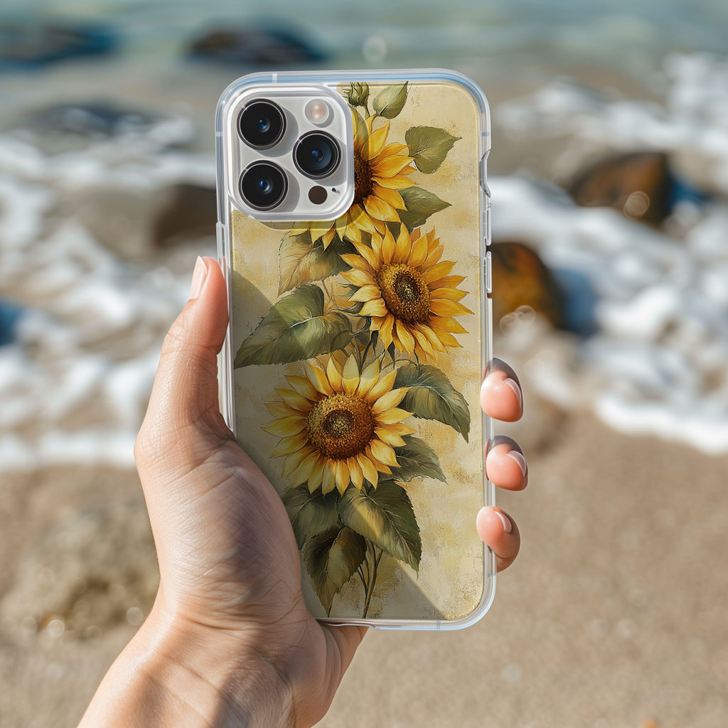 Personalized Sunflower iPhone Case with Custom Name & Botanical Designer Cover