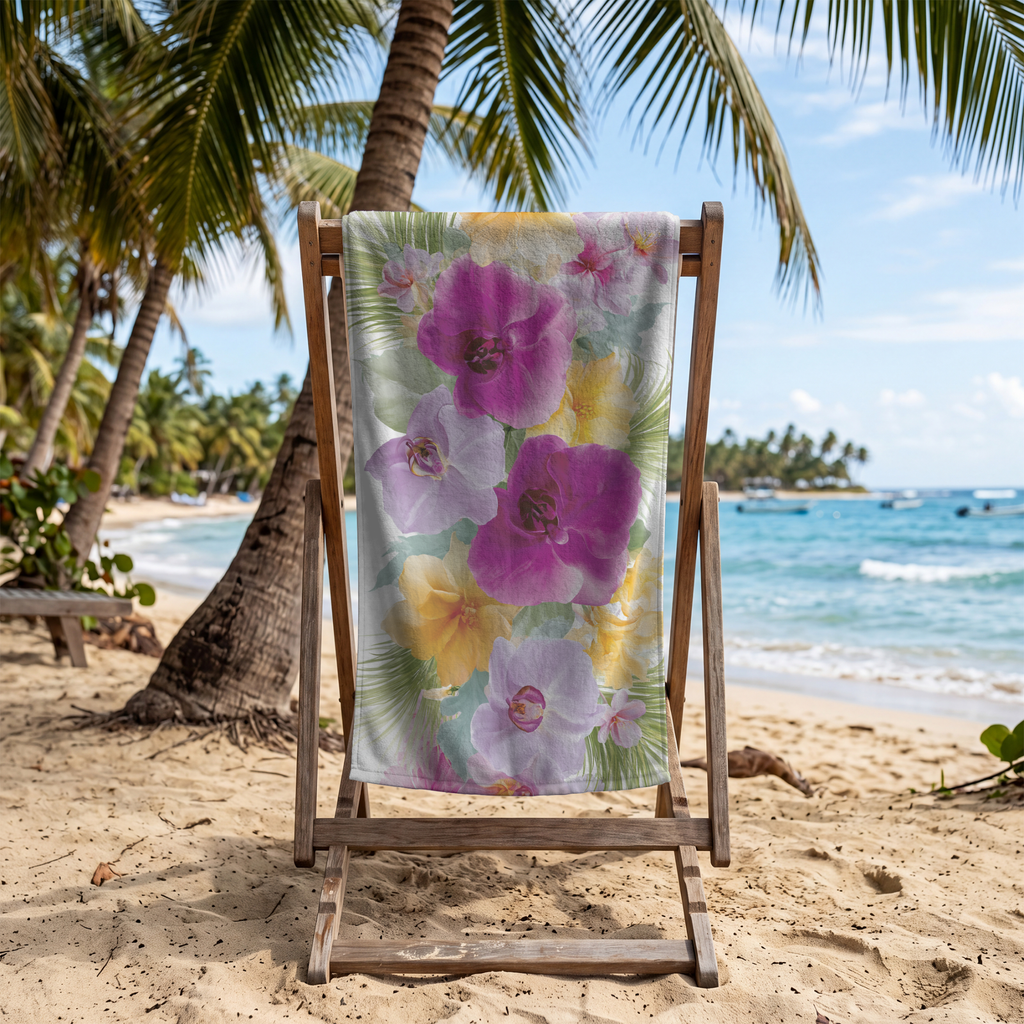 Personalized Botanical Towel | Custom Name Floral Bath Towel