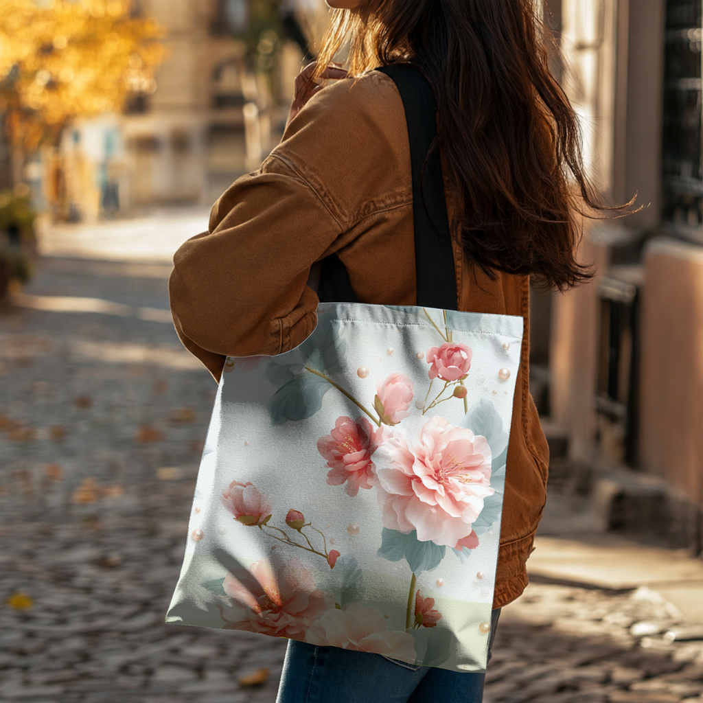 Personalized Bloom Tote Bag with Custom Name for Shopping, Travel & Daily Adventures
