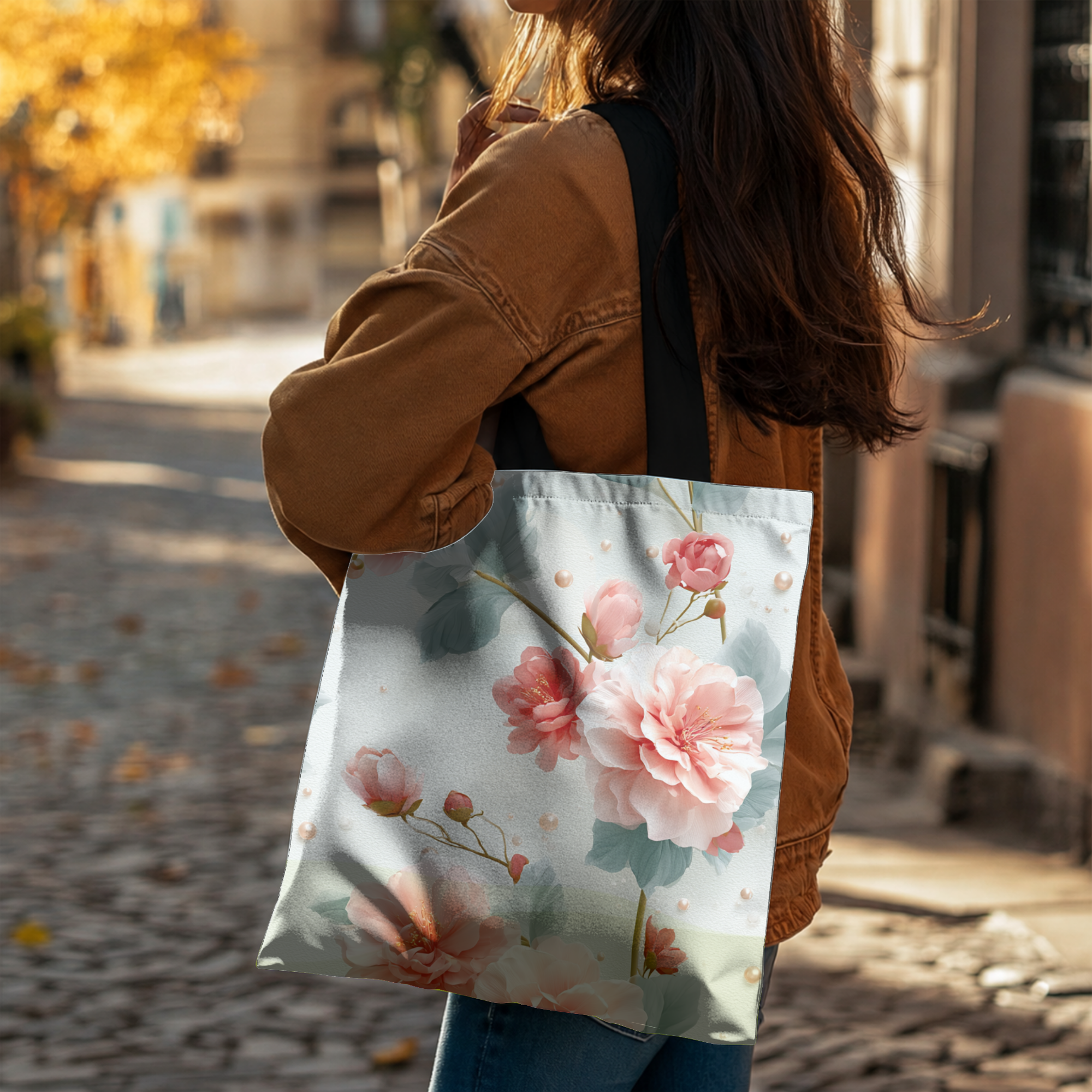 Personalized Bloom Tote Bag with Custom Name for Shopping, Travel & Daily Adventures