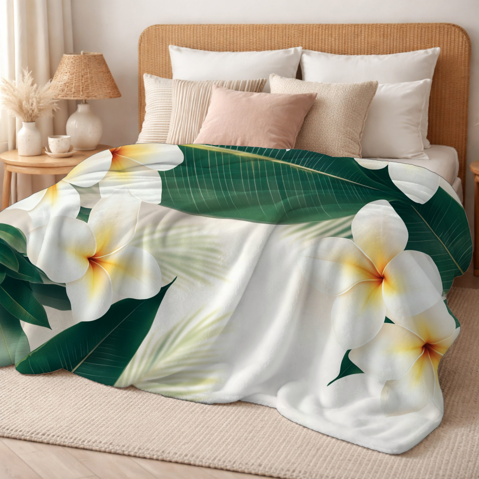 Personalized Floral Escape Sherpa Blanket with Custom Name