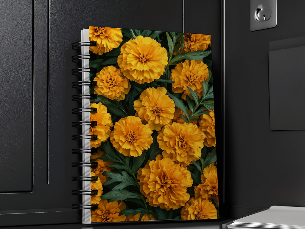 Marigold Floral Spiral Notebook for Botanical Inspiration Collections