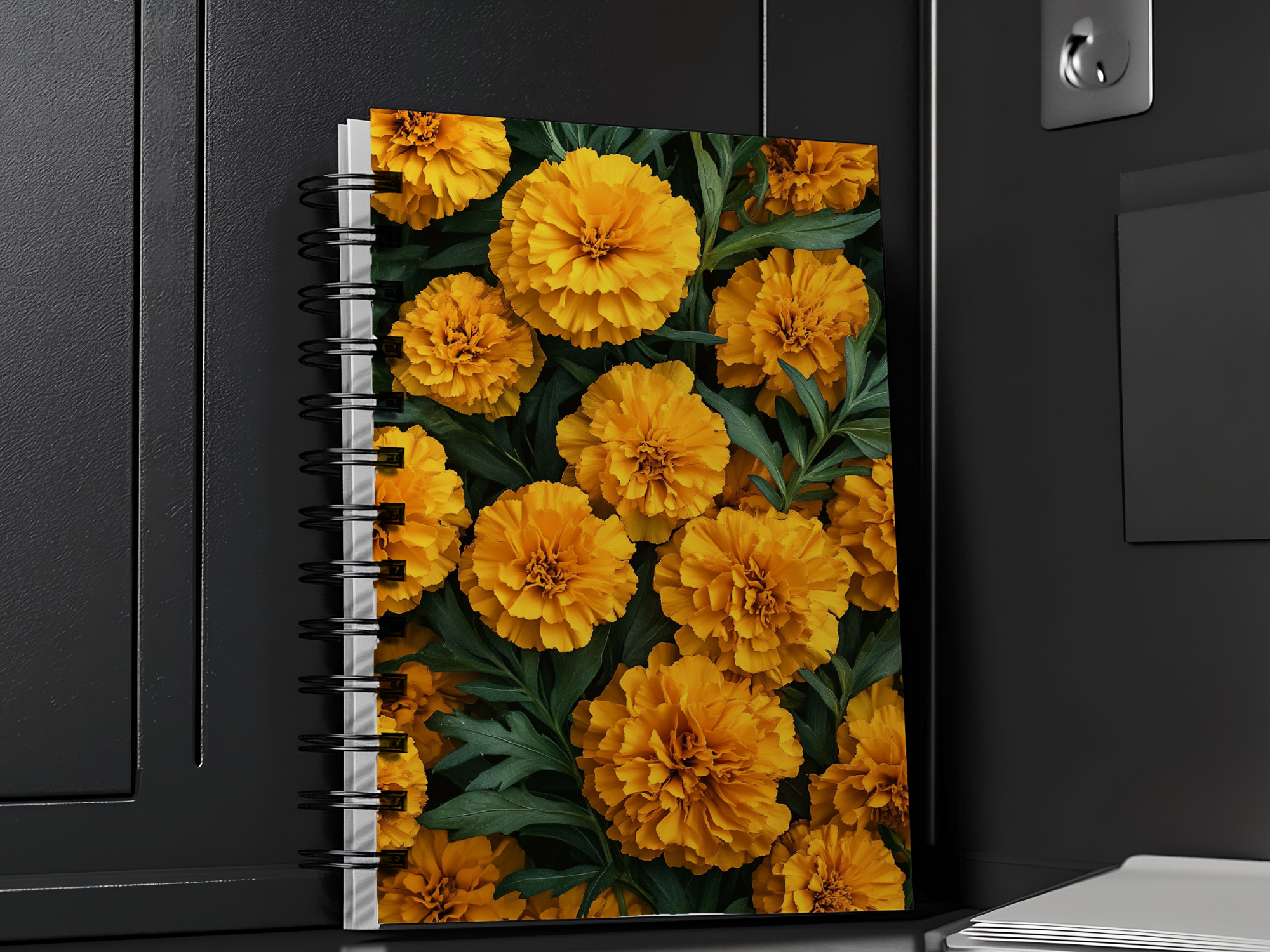 Marigold Floral Spiral Notebook for Botanical Inspiration Collections