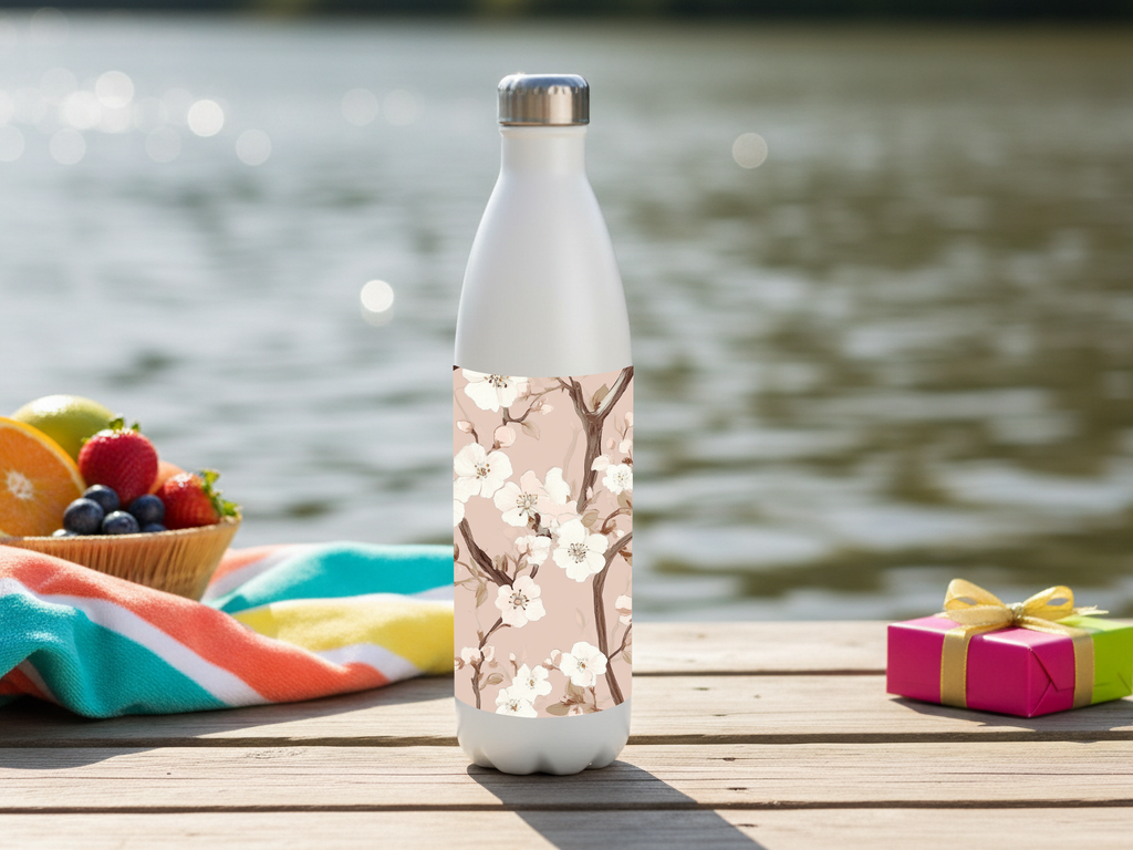 Sakura Petal Journey Water Bottle with Personalized Name