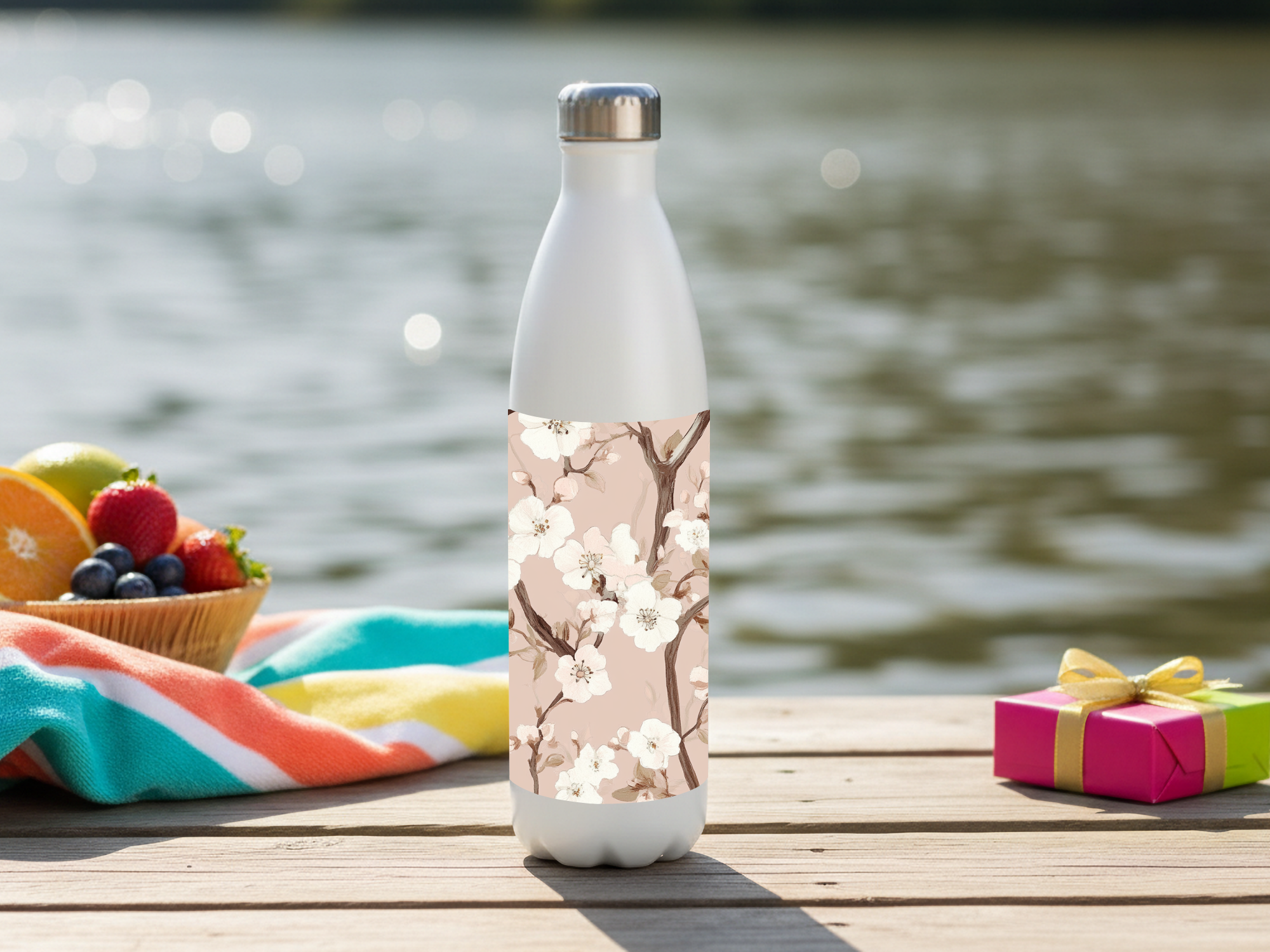 Sakura Petal Journey Water Bottle with Personalized Name
