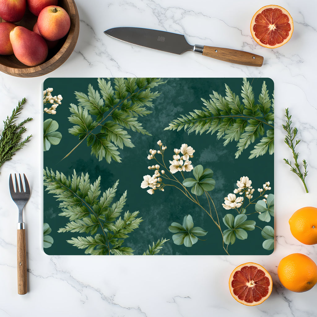 Blooming Garden Glass Cutting Board Personalized for Floral Kitchen Décor