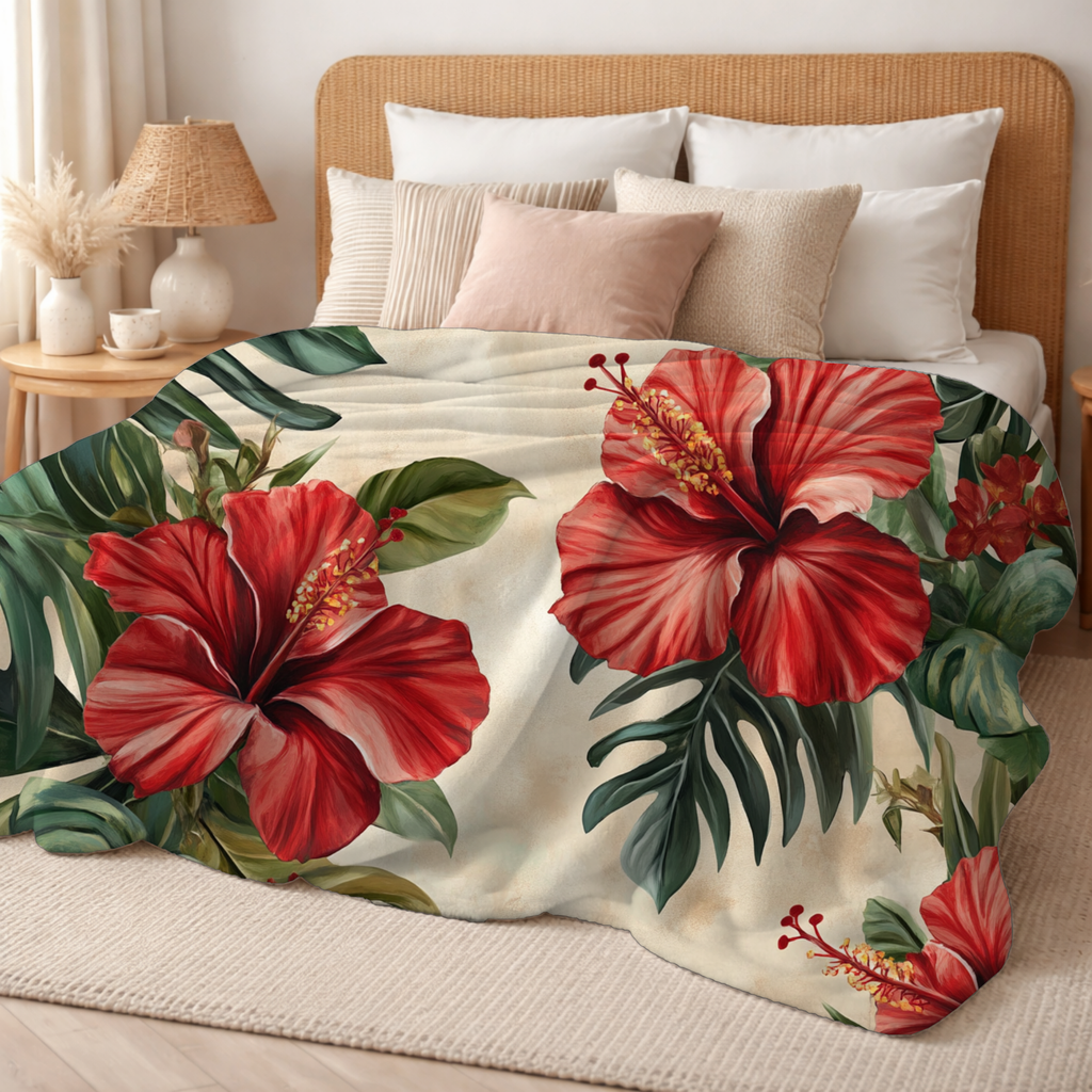Personalized Tropical Vista Sherpa Blanket with Custom Name