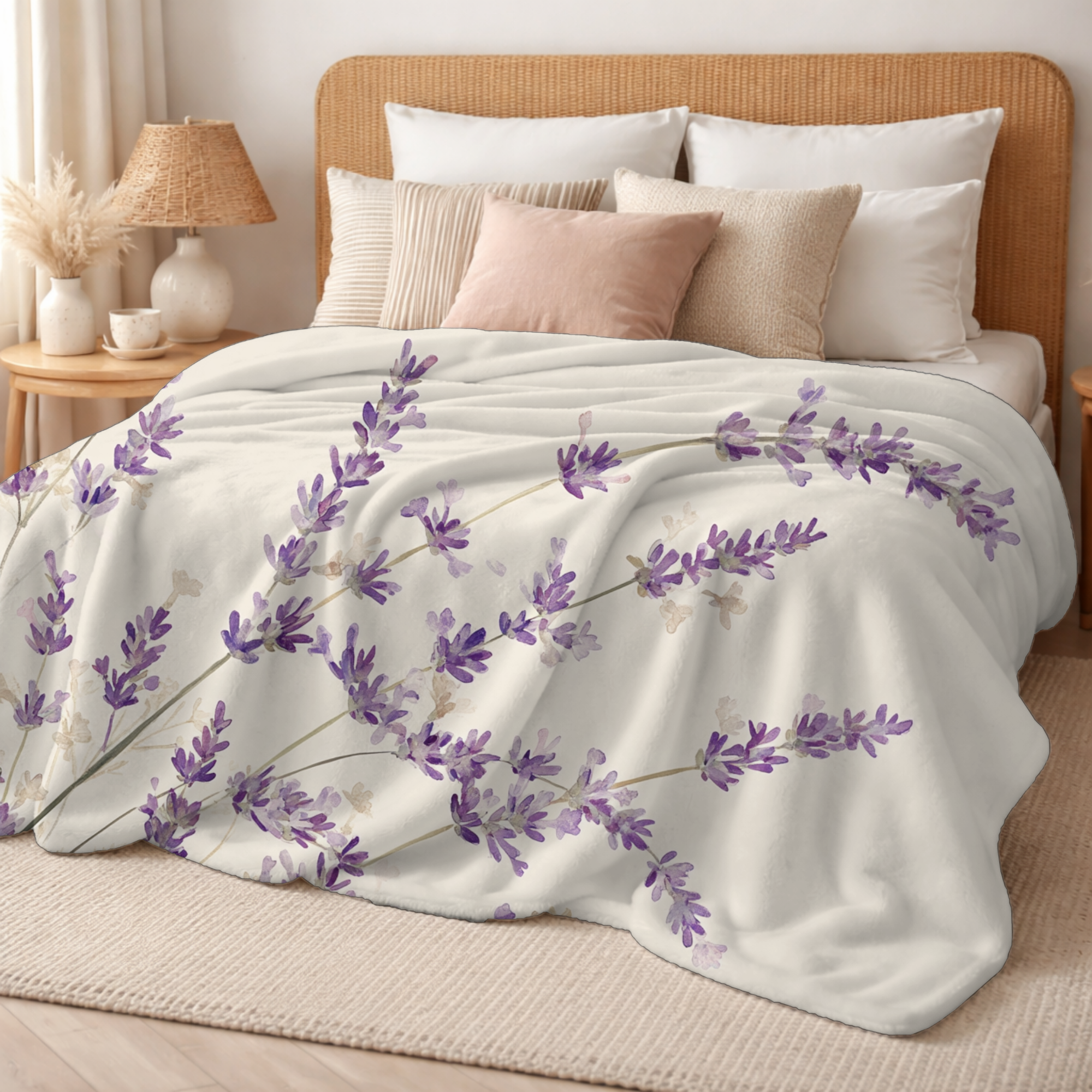 Personalized Lavender Meadow Sherpa Blanket with Custom Name