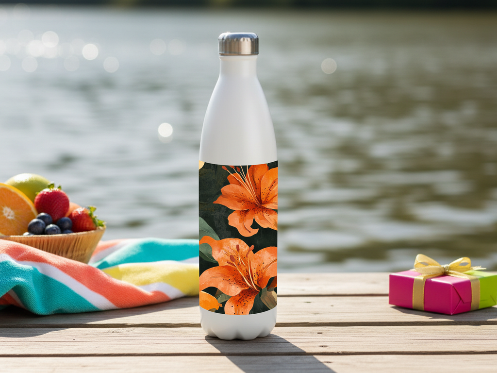 Asiatic Lily Stainless Steel Water Bottle Personalized for Conservatory Day Outings