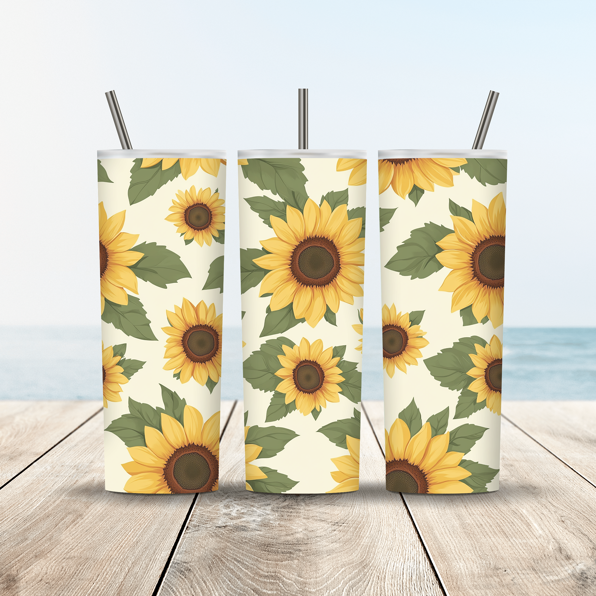 Personalized Sunflower Stainless Steel Sip Tumbler with Custom Garden Name