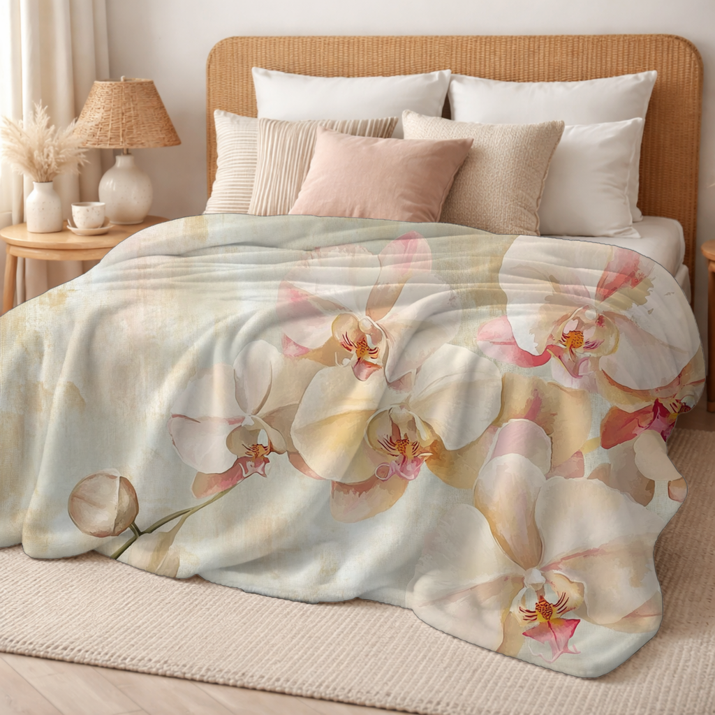 Personalized Rustic Petal Sherpa Blanket with Custom Name