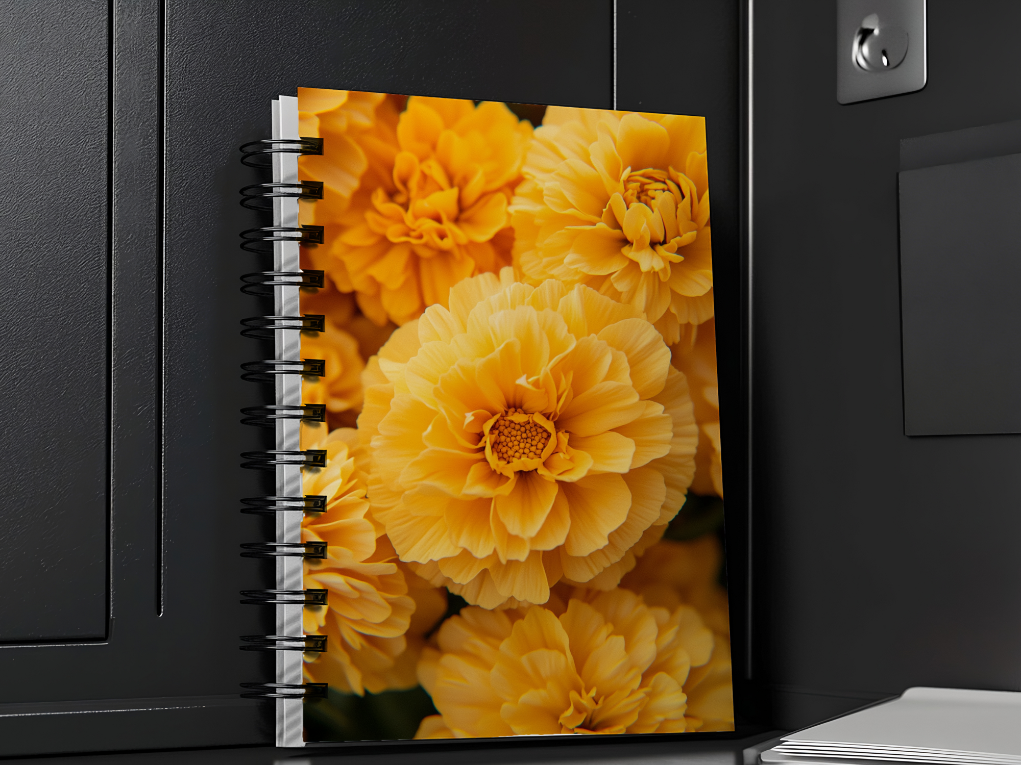 Marigold Spiral Notebook Personalized for Autumn Garden Observations