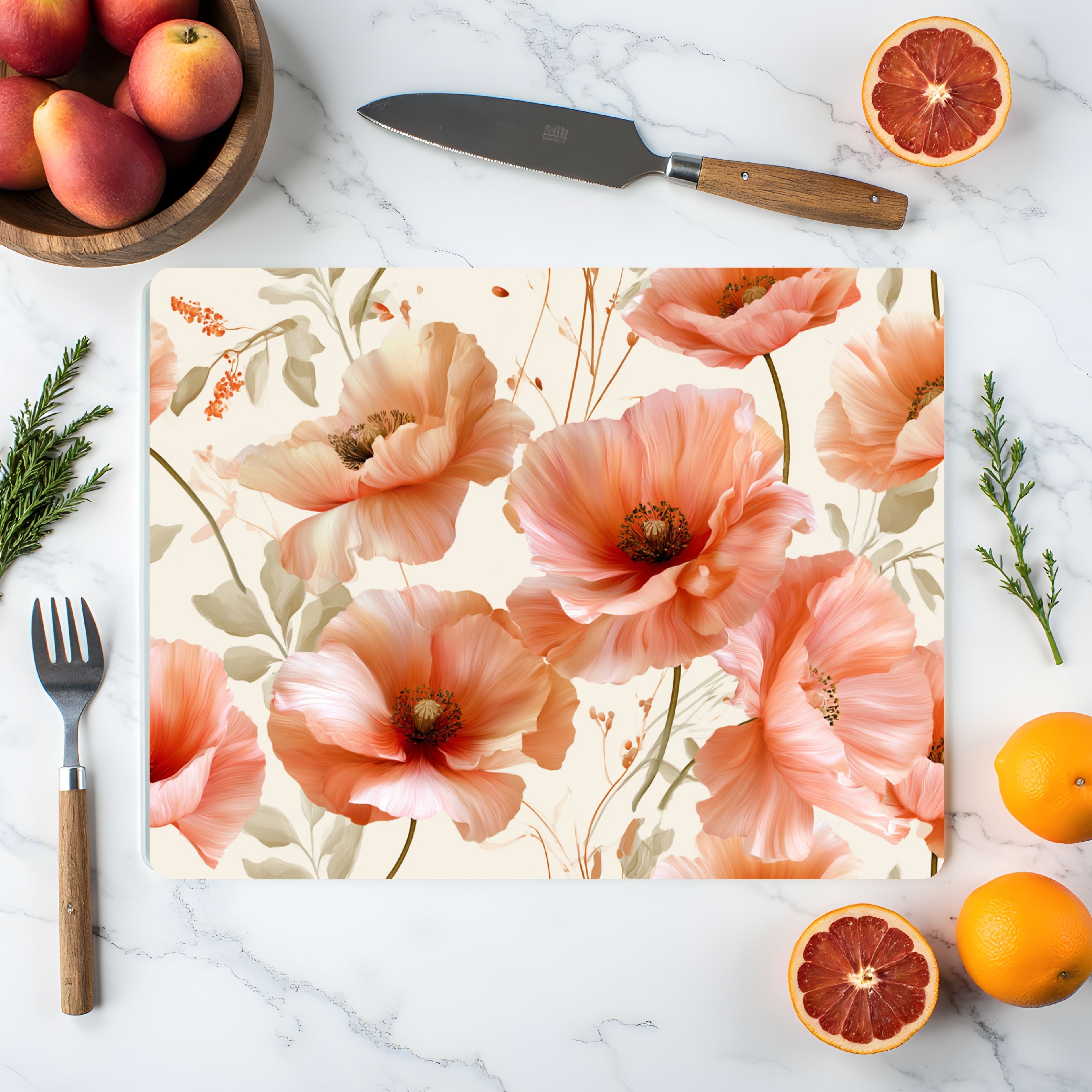 Poppy Blossom Glass Cutting Board Personalized for Vibrant Kitchen Gatherings