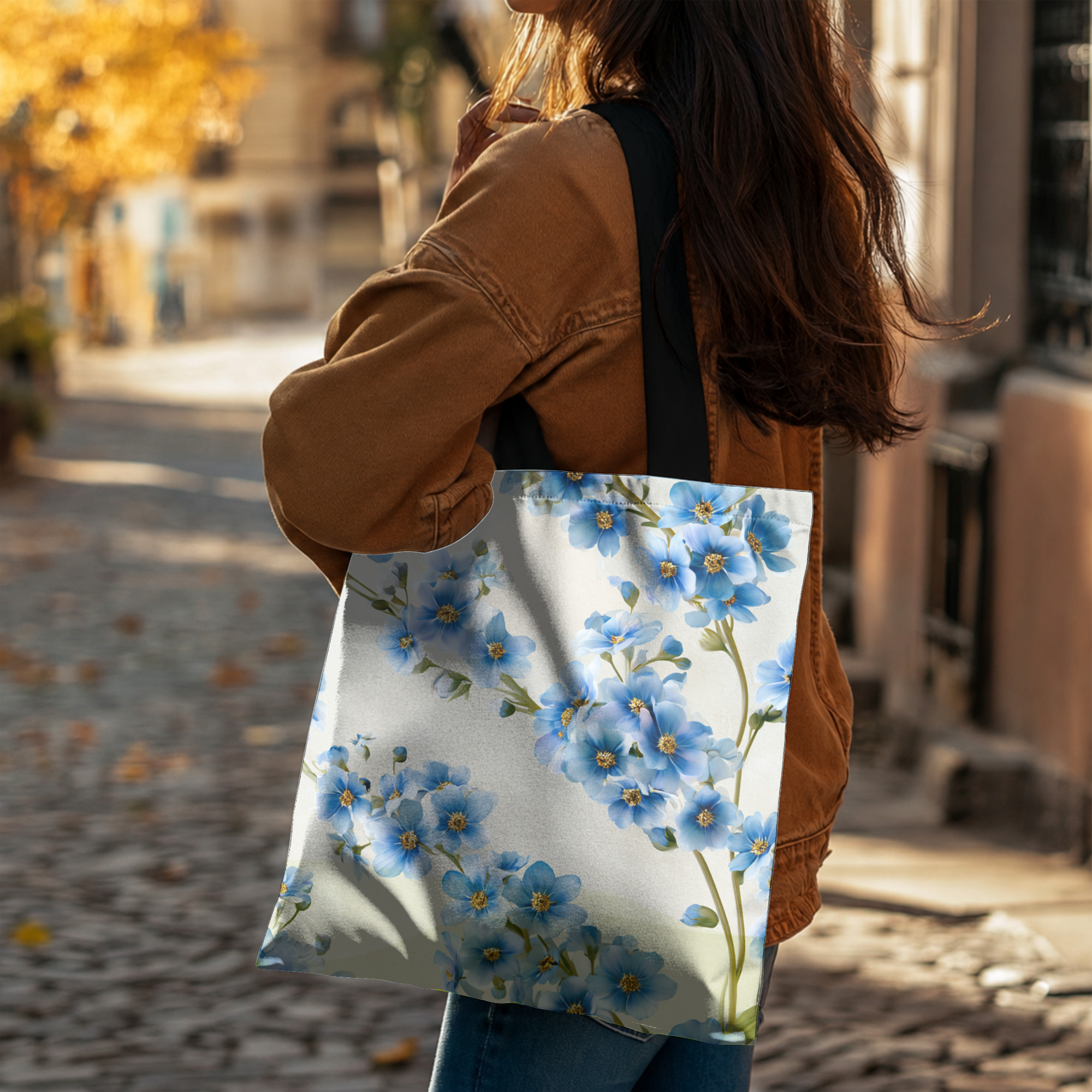 Personalized Botanical Travel Tote Bag with Custom Name for Shopping & Daily Carry