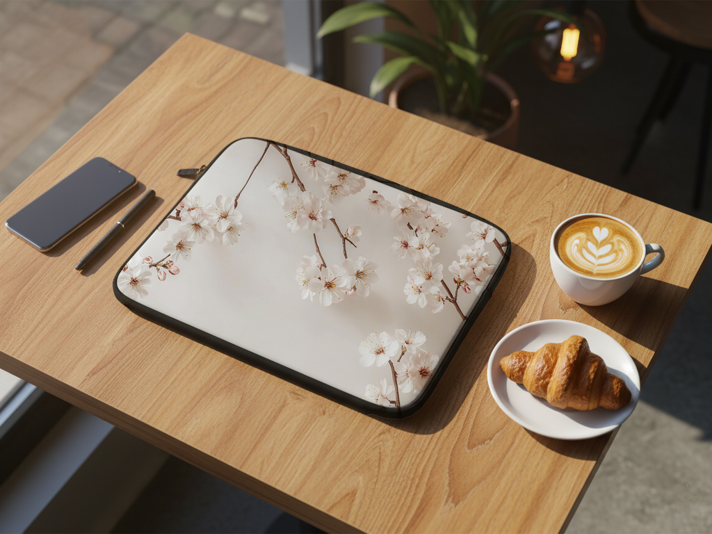 Cherry Blossom Laptop Carrying Case with Custom Name