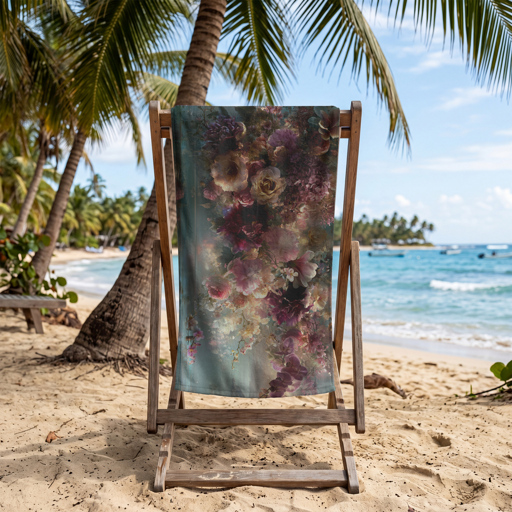 Custom Name Floral Beach & Bath Towel