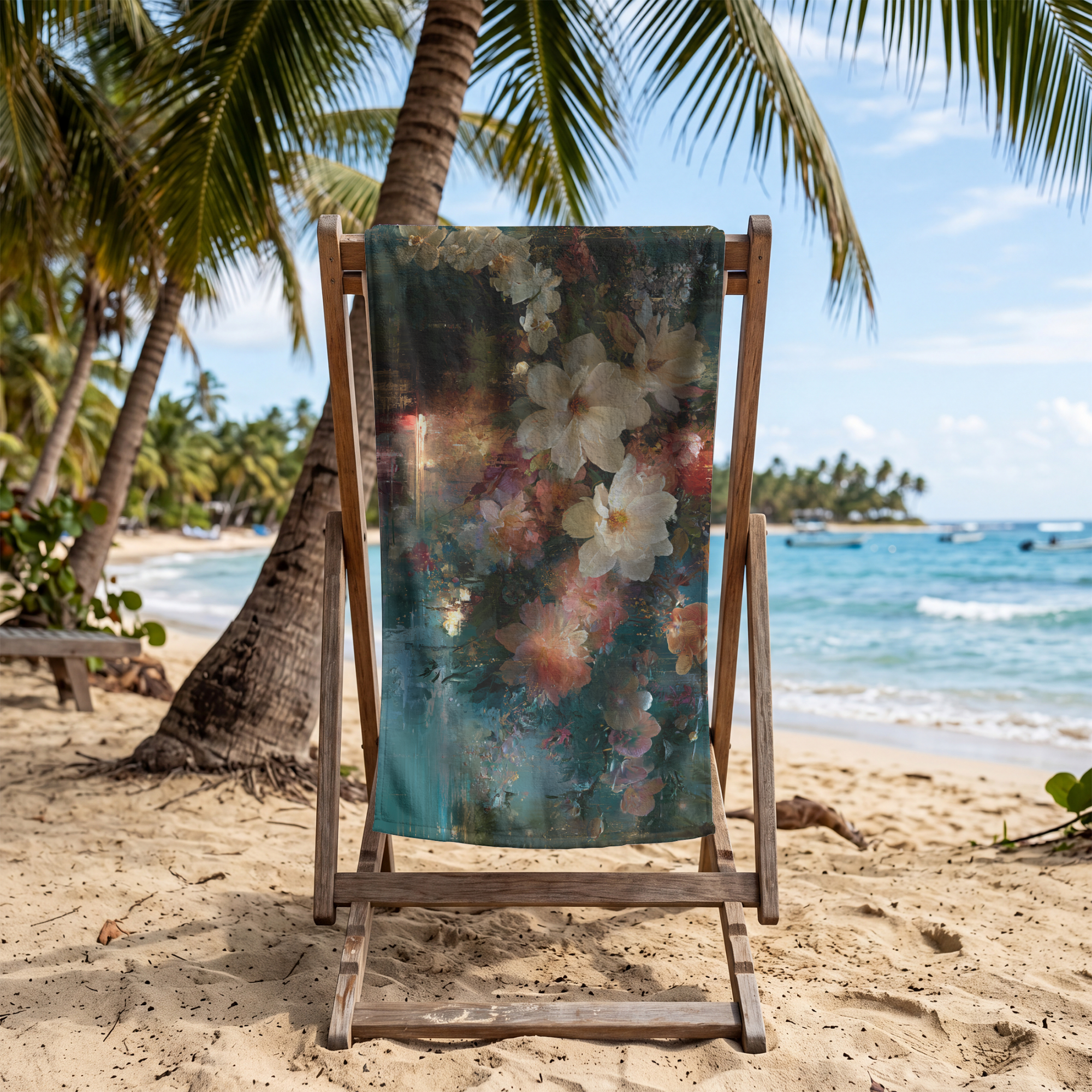 Elegant Floral Beach Towel with Personalized Name