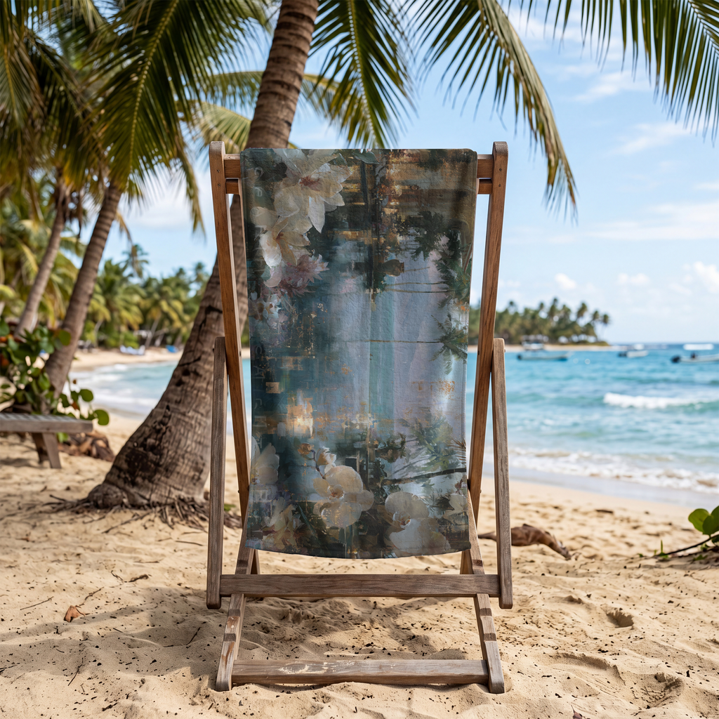Custom Floral Beach Towel with Botanical Name Print