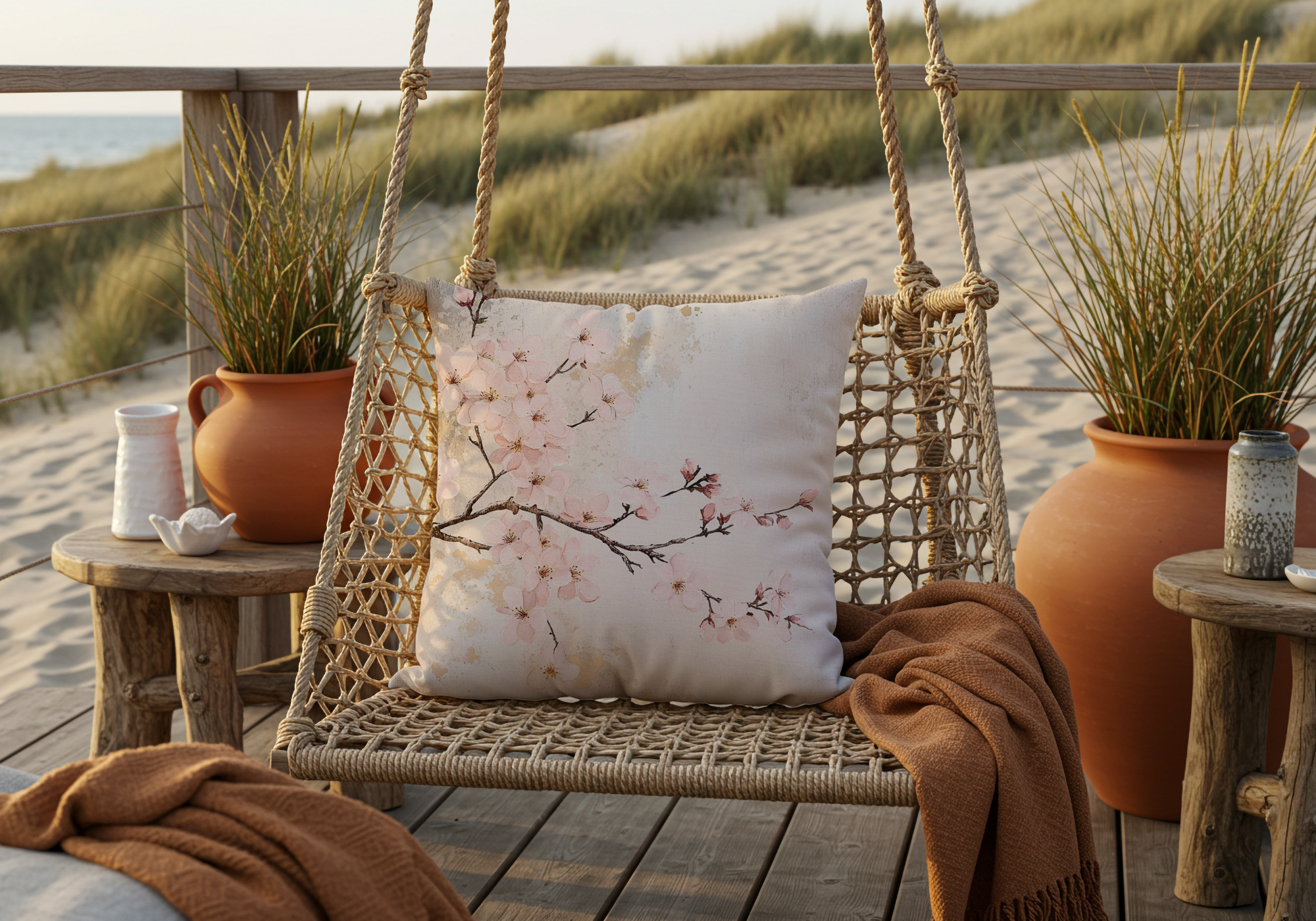 Personalized Sakura Blossom Estate Pillow with Custom Name