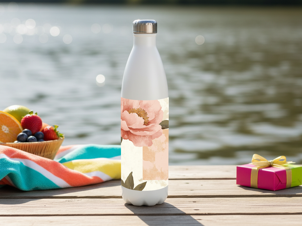 Peony Stainless Steel Water Bottle Personalized for Blossom Grove Retreats