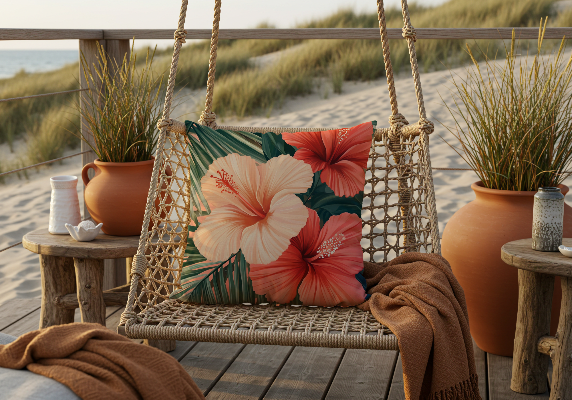 Personalized Hibiscus Paradise Decorative Pillow with Custom Name