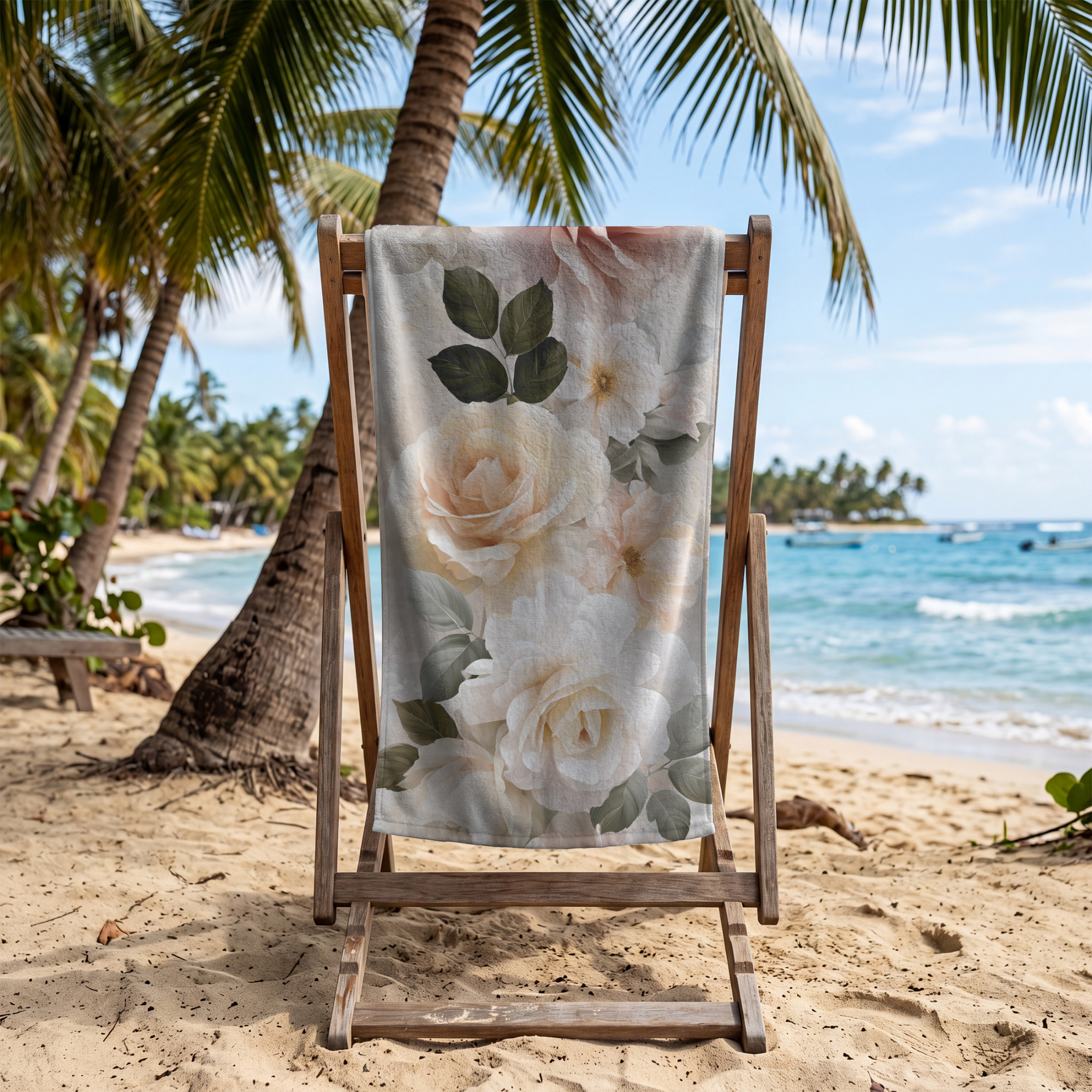 Personalized Botanical Floral Bath & Beach Towel