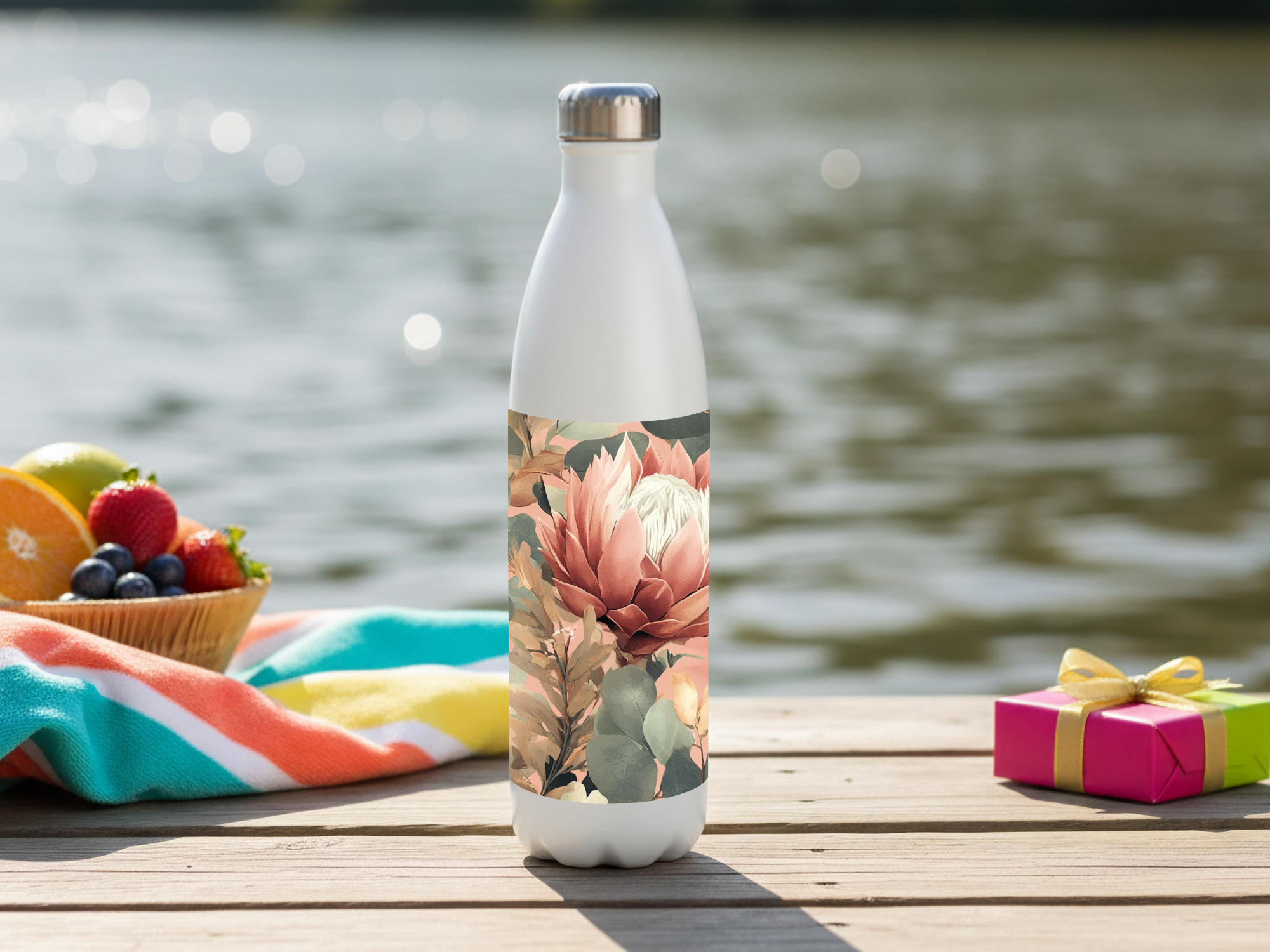 Protea Stainless Steel Water Bottle Personalized for Coastal Bloom Expeditions