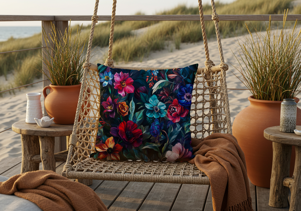Personalized Botanical Mosaic Pillow with Custom Name