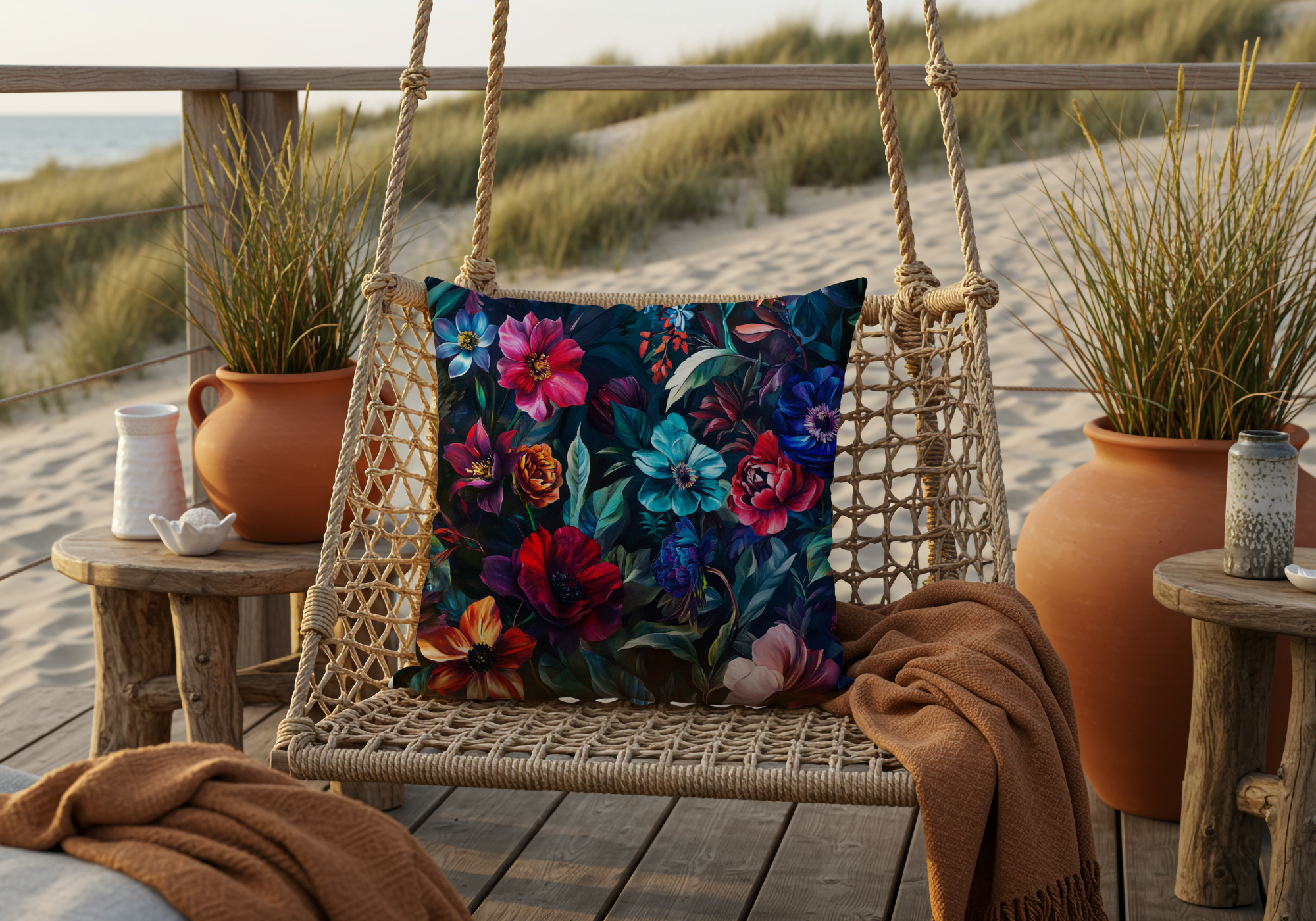 Personalized Botanical Mosaic Pillow with Custom Name