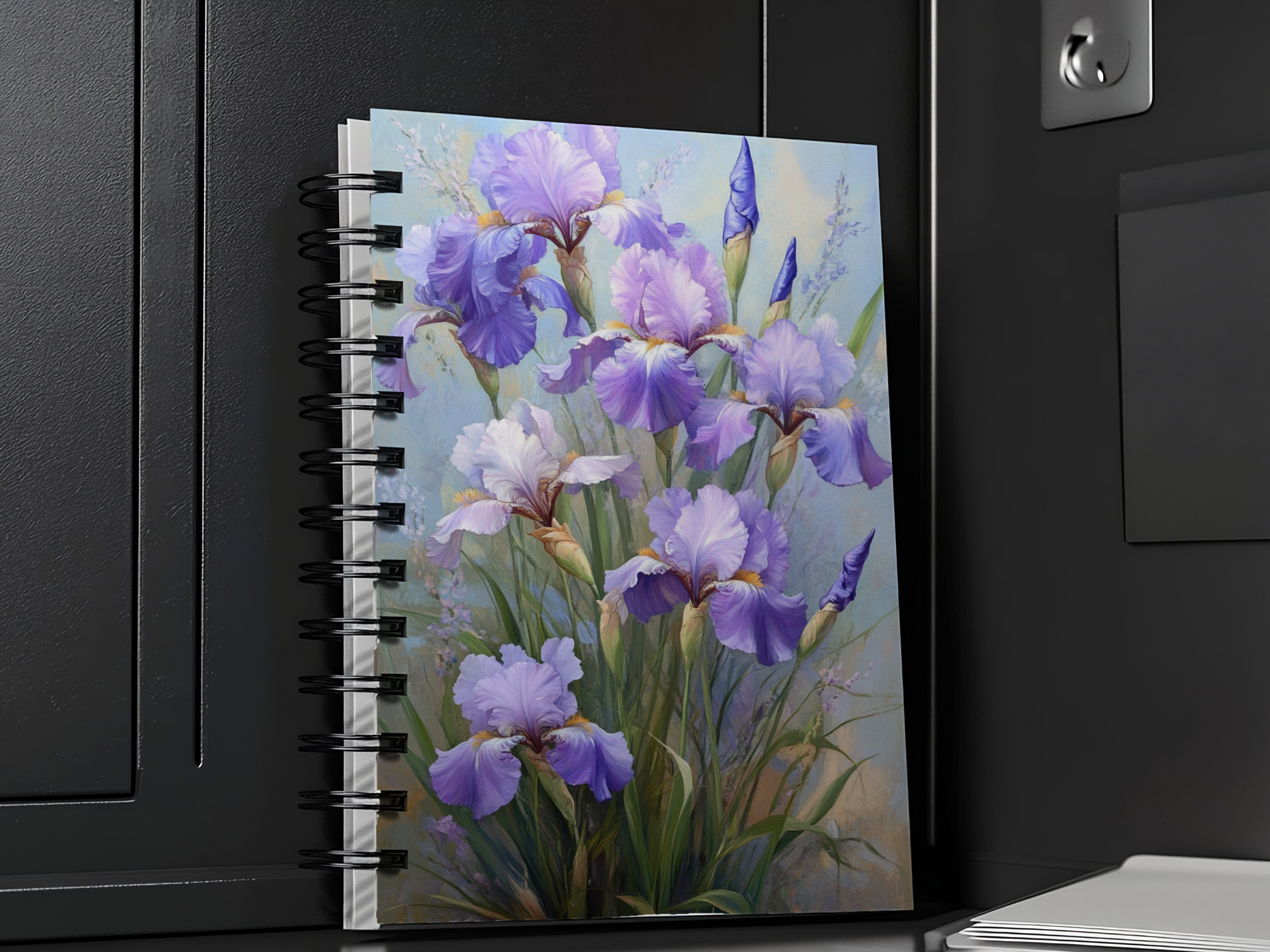 Iris Spiral Notebook Personalized for Cottage Border Bloom Notes