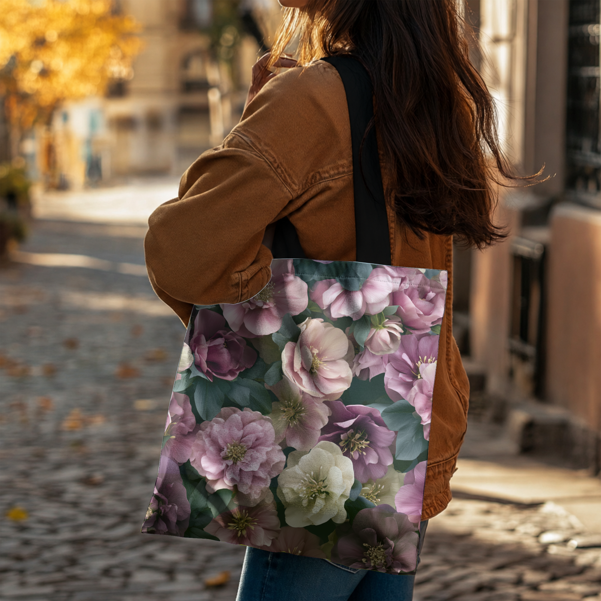 Custom Flower Lover Tote Bag with Personalized Name for Shopping & Everyday Use