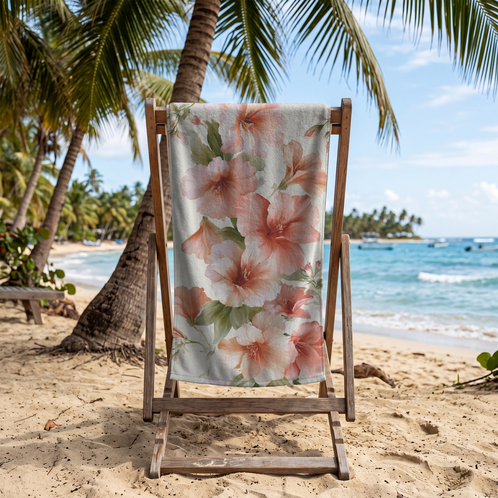 Botanical Floral Bath Towel with Personalized Name