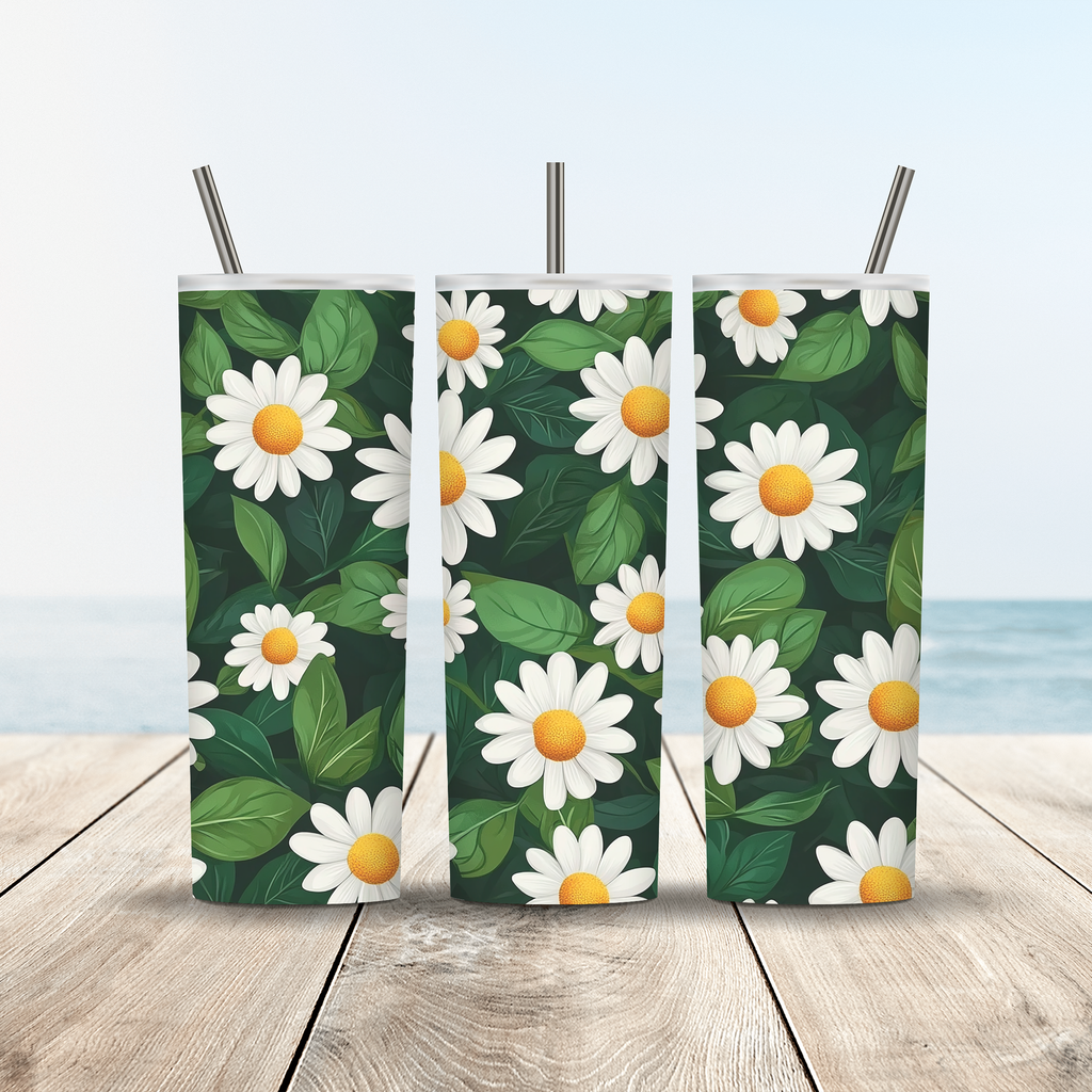 Personalized Floral Travel Tumbler with Custom Name and Elegant Garden Artwork
