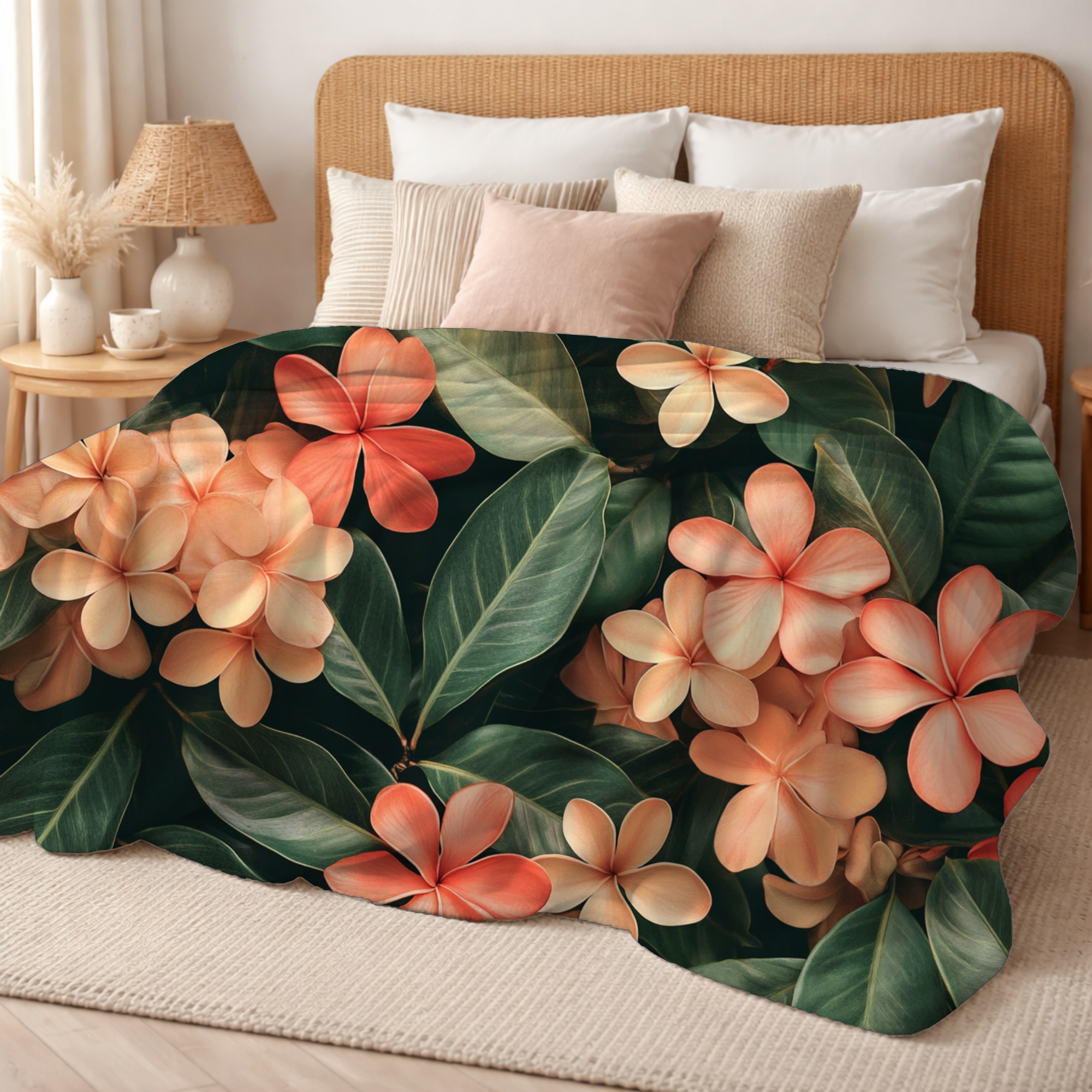 Personalized Floral Sherpa Blanket with Custom Name
