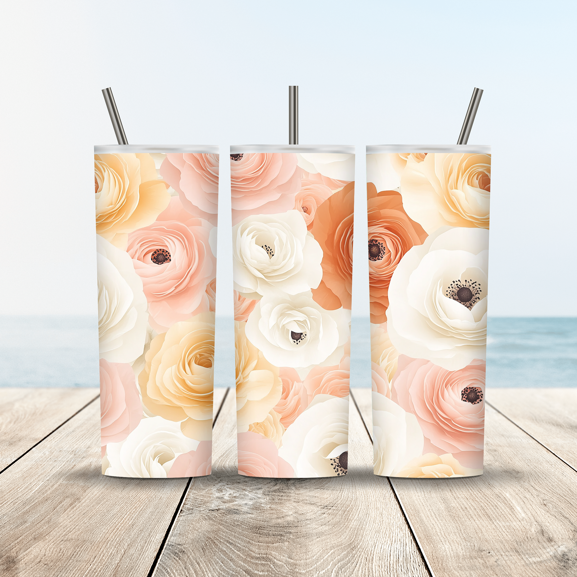 Personalized Blooming Trails Stainless Steel Tumbler with Custom Name