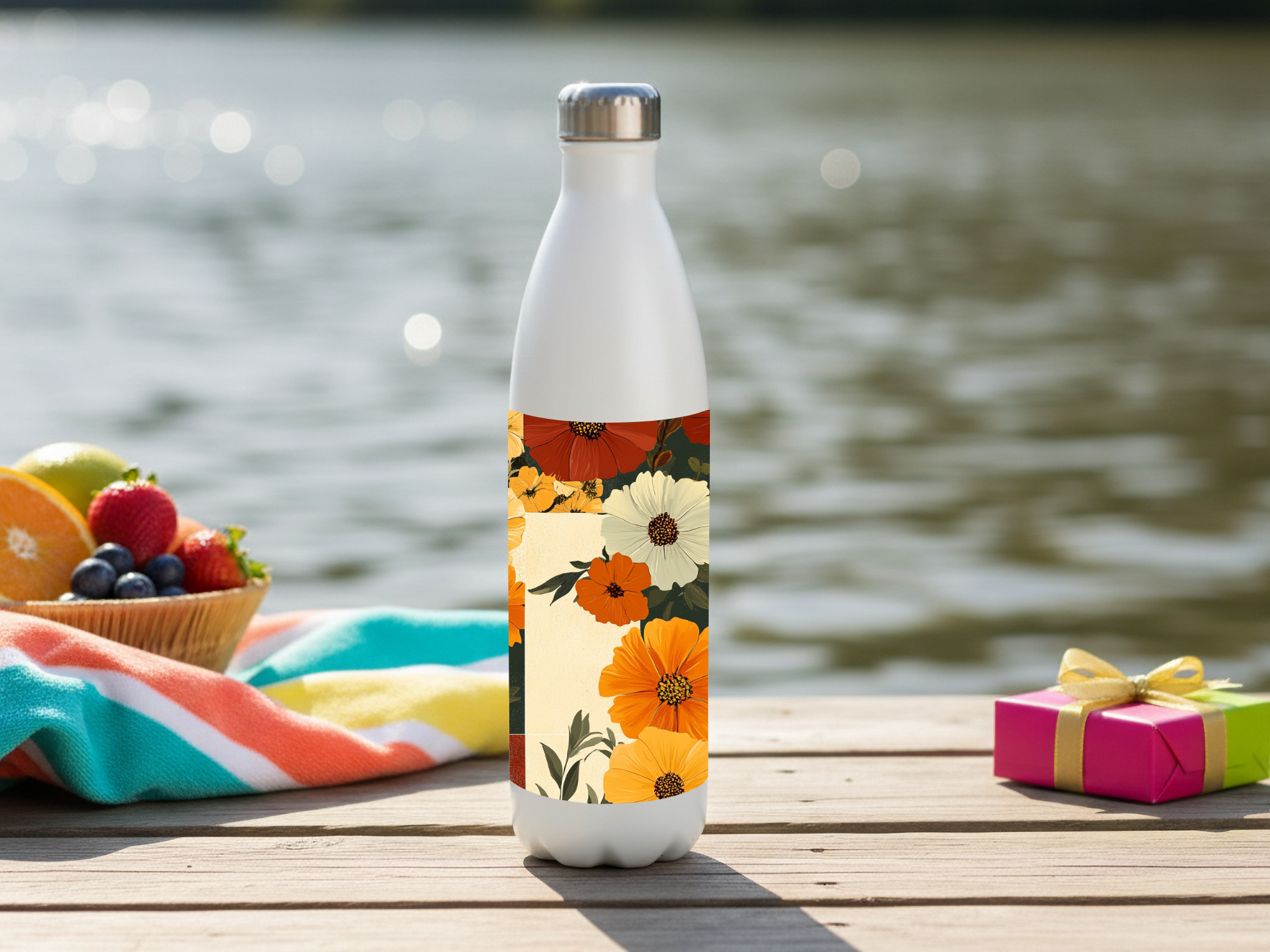 Wild Cosmos Stainless Steel Water Bottle Personalized for Meadow Trail Adventures