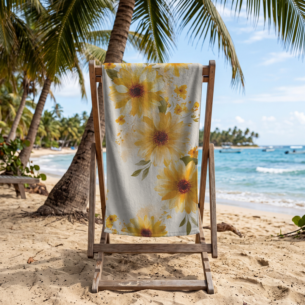 Custom Floral Beach Towel Personalized with Your Name
