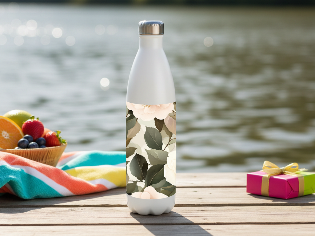 Personalized Floral Stainless Steel Water Bottle for Blossom Terrace Adventures