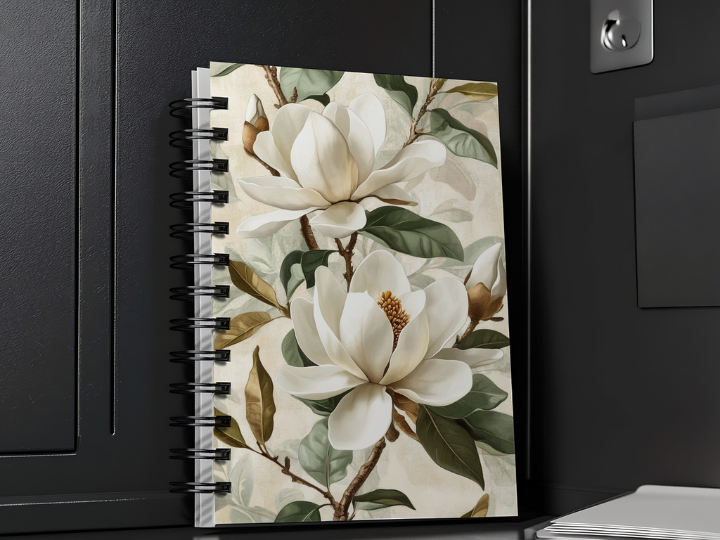 Magnolia Spiral Notebook Personalized for Blooming Veranda Reflections